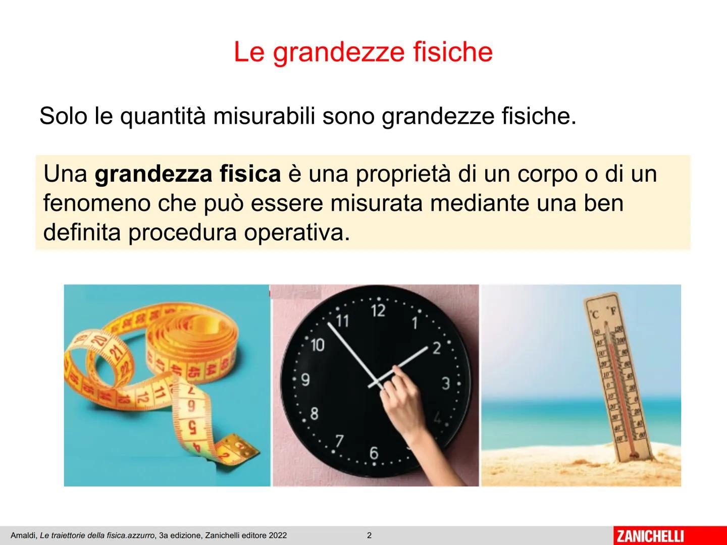 Capitolo 1
Le grandezze
fisiche
Amaldi, Le traiettorie della fisica.azzurro, 3a edizione, Zanichelli editore 2022
1
ZANICHELLI Le grandezze