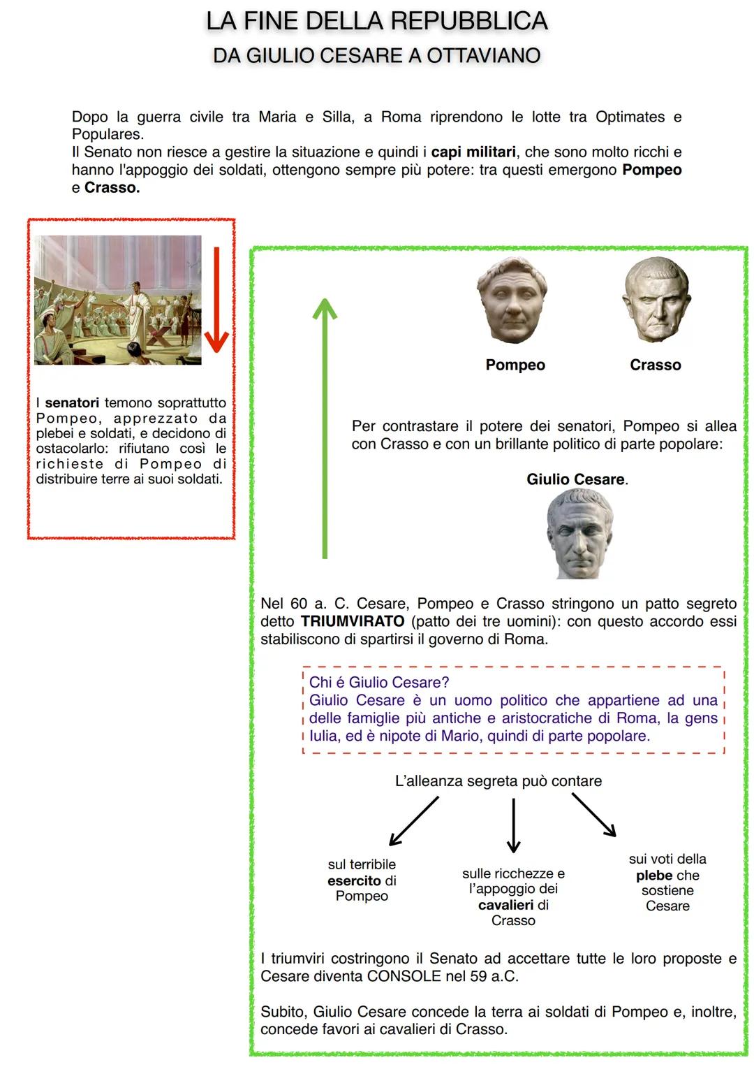 # LA FINE DELLA REPUBBLICA
DA GIULIO CESARE A OTTAVIANO
Dopo la guerra civile tra Maria e Silla, a Roma riprendono le lotte tra Optimates e