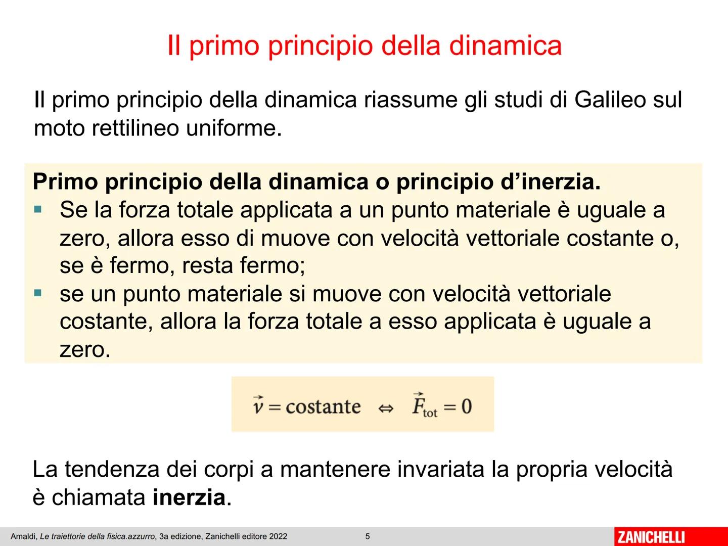 Capitolo 8
I principi
della dinamica
Amaldi, Le traiettorie della fisica.azzurro, 3a edizione, Zanichelli editore 2022
1
ZANICHELLI # La d