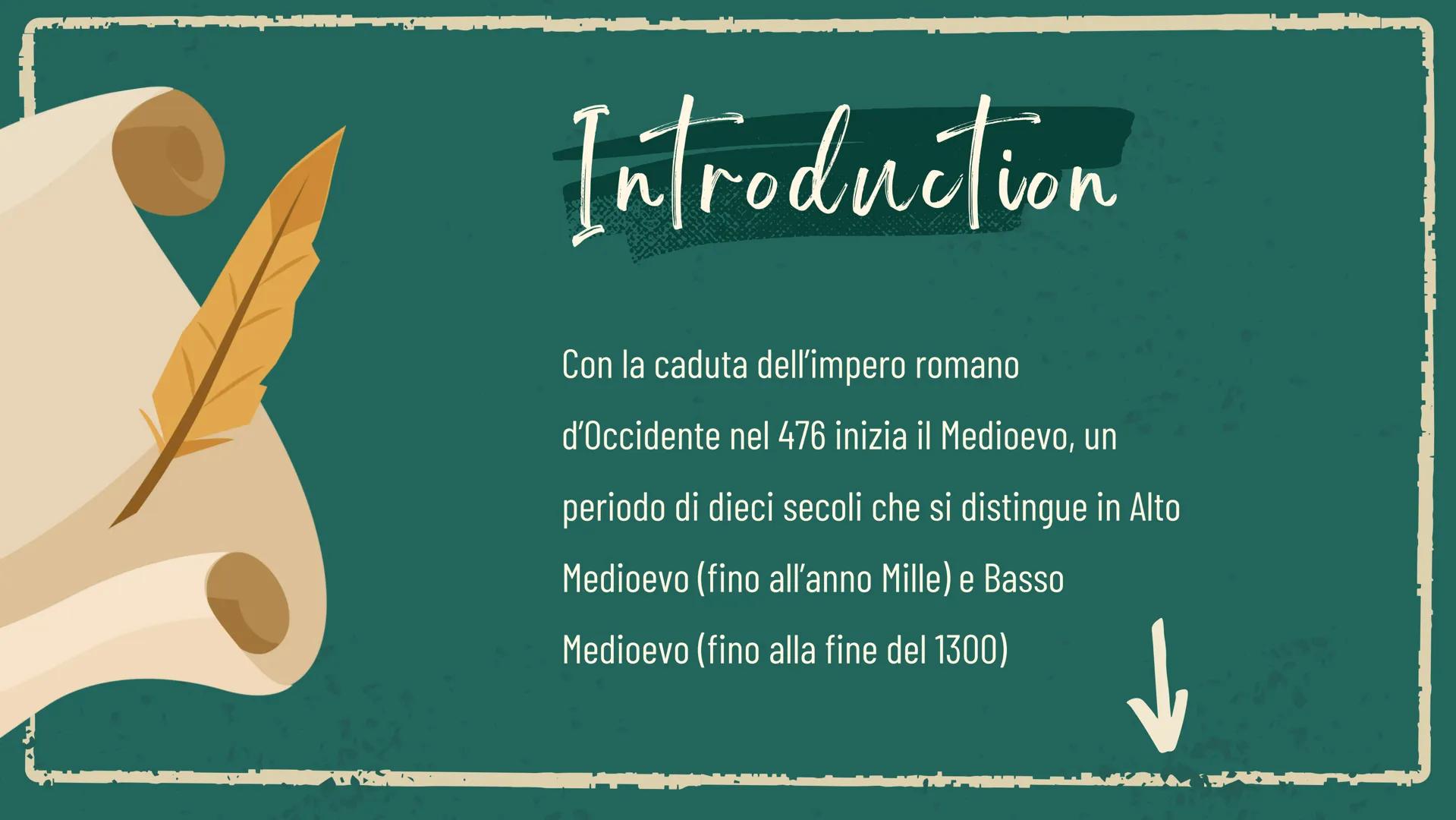 ARTE DELL'
Alto Medioevo
https://youtu.be/rMFrCt6Uxe0?si=XbTTXsptRiRYXXW4 Introduction
Con la caduta dell'impero romano
d'Occidente nel 476