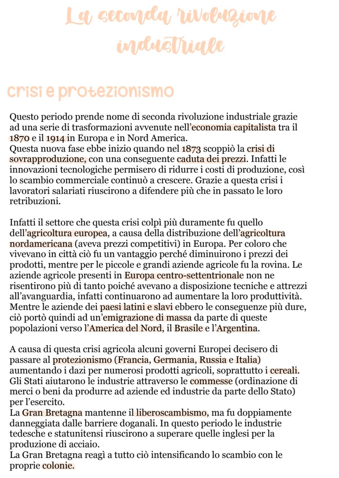 # La seconda rivoluzione
industriale
crisi e protezionismo
Questo periodo prende nome di seconda rivoluzione industriale grazie
ad una se