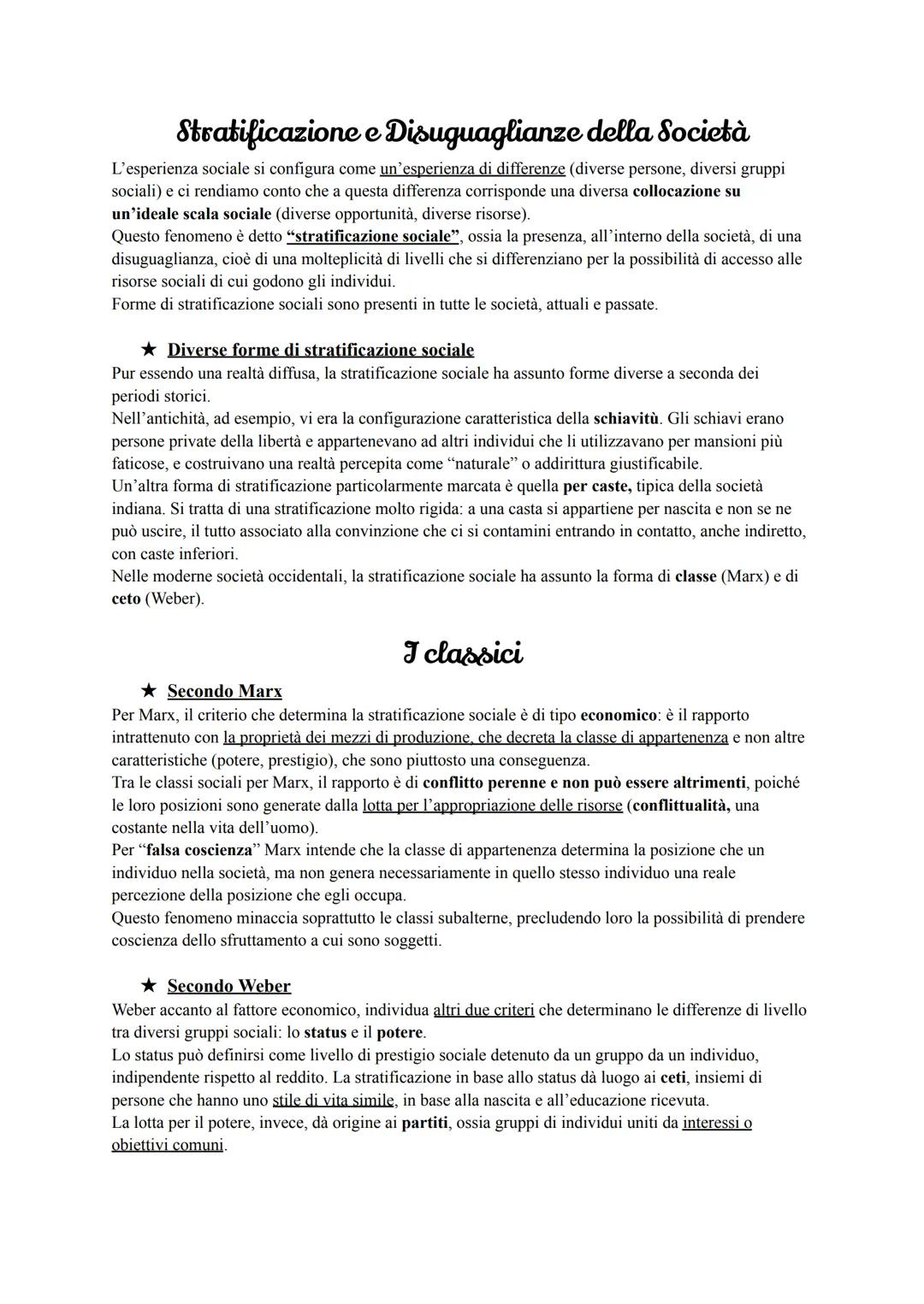 Stratificazione e Disuguaglianze della Società
L'esperienza sociale si configura come un'esperienza di differenze (diverse persone, diversi