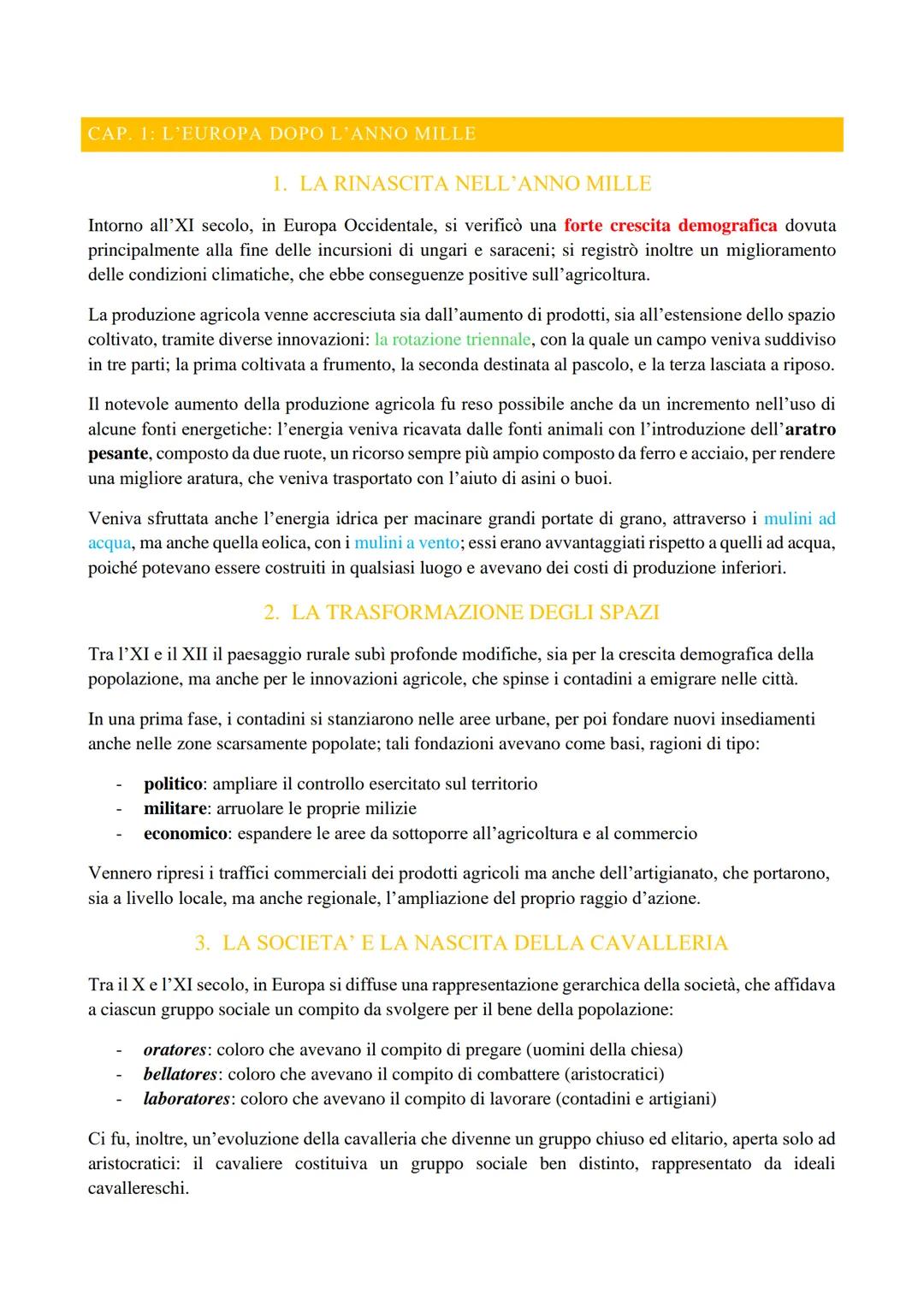 # CAP. 1: L'EUROPA DOPO L'ANNO MILLE
1. LA RINASCITA NELL'ANNO MILLE
Intorno all'XI secolo, in Europa Occidentale, si verificò una forte c