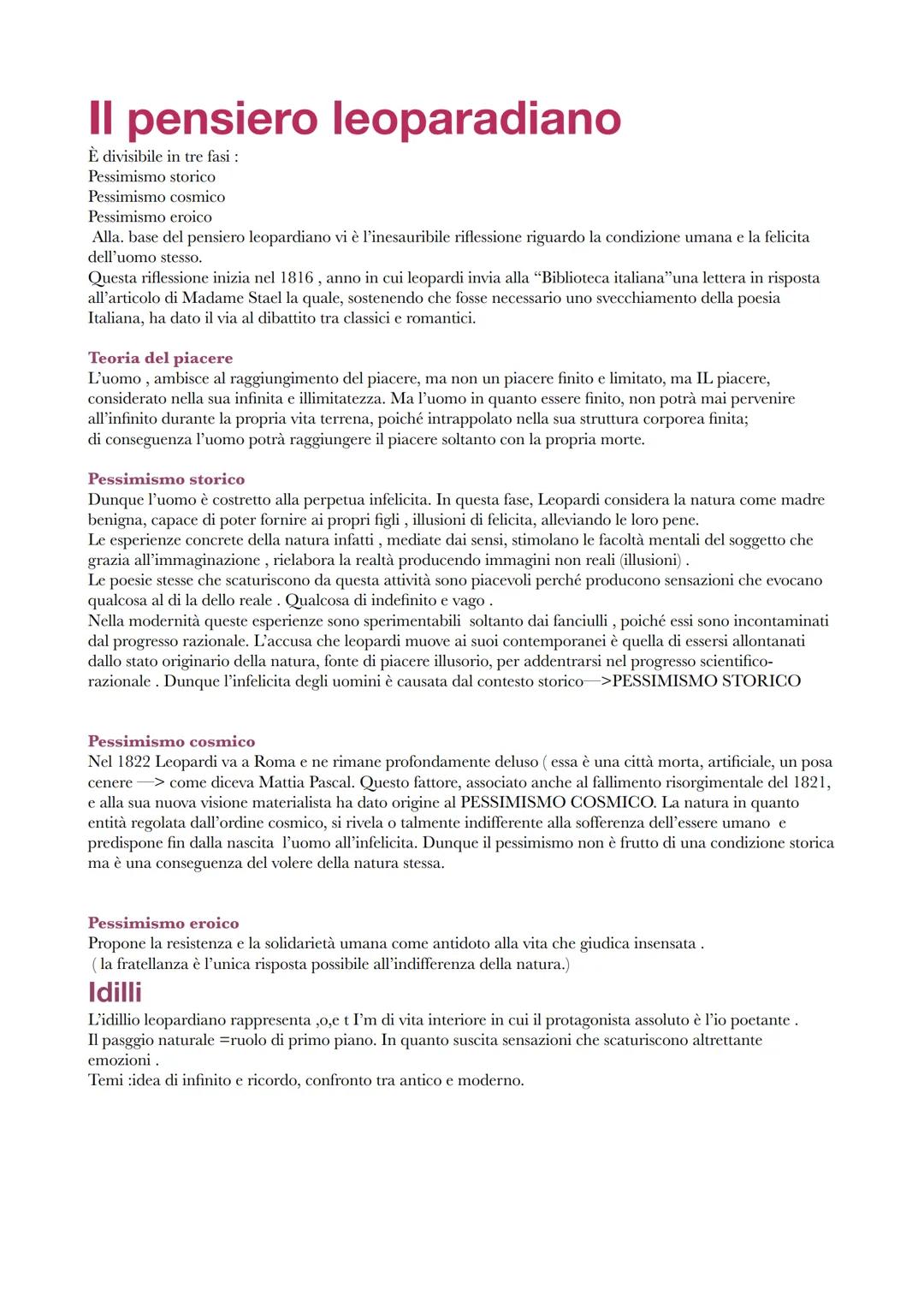 # Il pensiero leoparadiano
È divisibile in tre fasi:
Pessimismo storico
Pessimismo cosmico
Pessimismo eroico
Alla. base del pensiero leopar