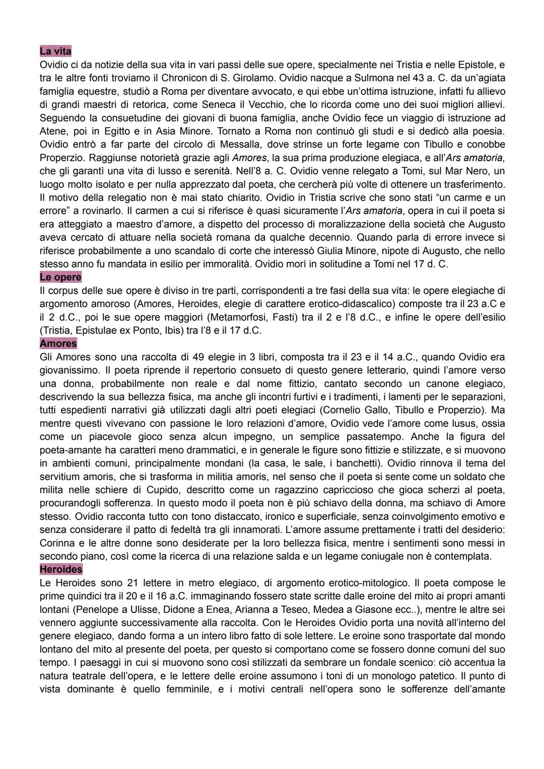 # La vita
Ovidio ci da notizie della sua vita in vari passi delle sue opere, specialmente nei Tristia e nelle Epistole, e
tra le altre font