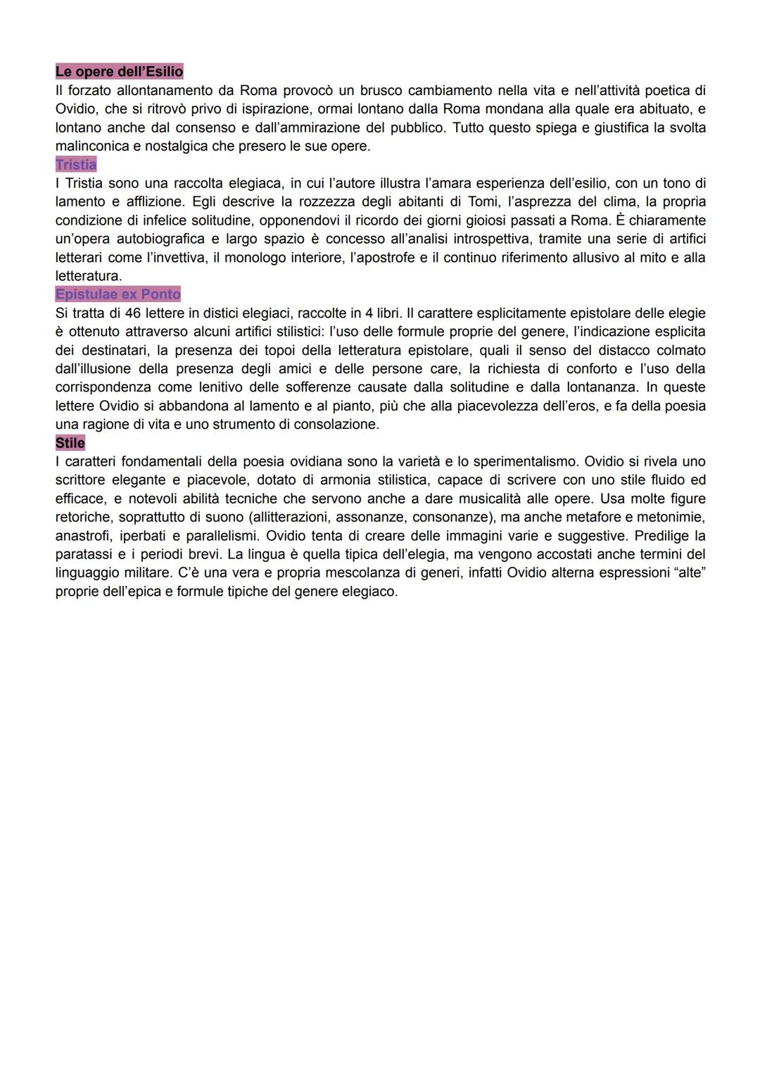 # La vita
Ovidio ci da notizie della sua vita in vari passi delle sue opere, specialmente nei Tristia e nelle Epistole, e
tra le altre font