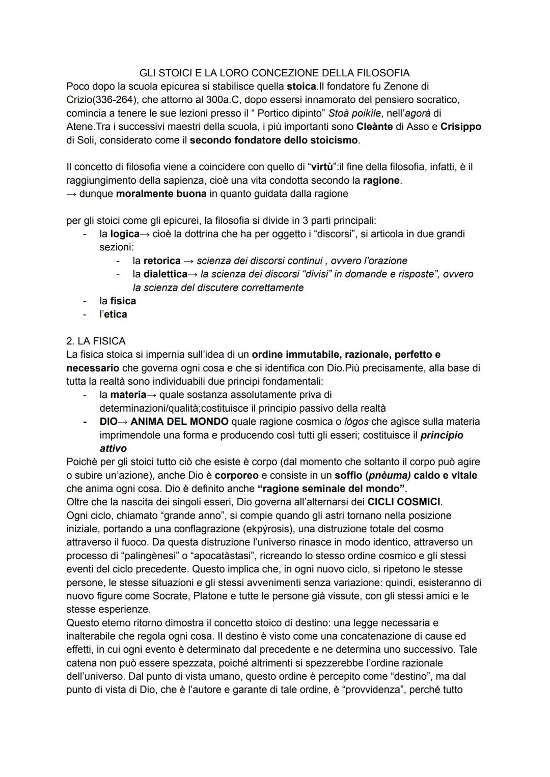 GLI STOICI E LA LORO CONCEZIONE DELLA FILOSOFIA
Poco dopo la scuola epicurea si stabilisce quella stoica.Il fondatore fu Zenone di
Crizio(33