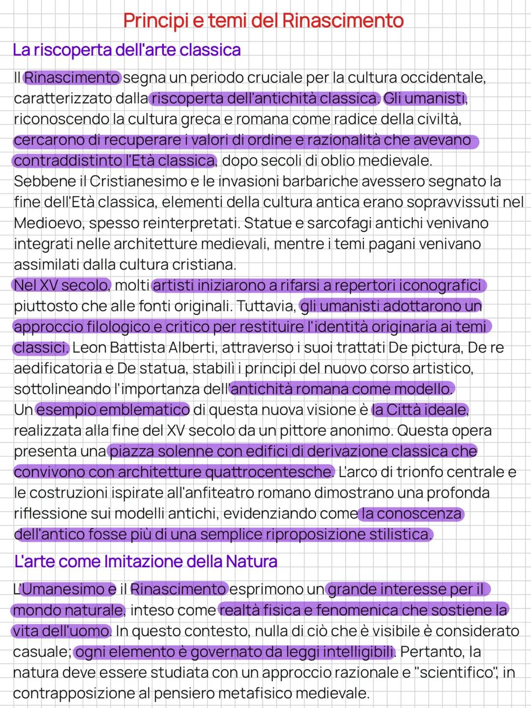 # Principi e temi del Rinascimento
La riscoperta dell'arte classica
II Rinascimento segna un periodo cruciale per la cultura occidentale,