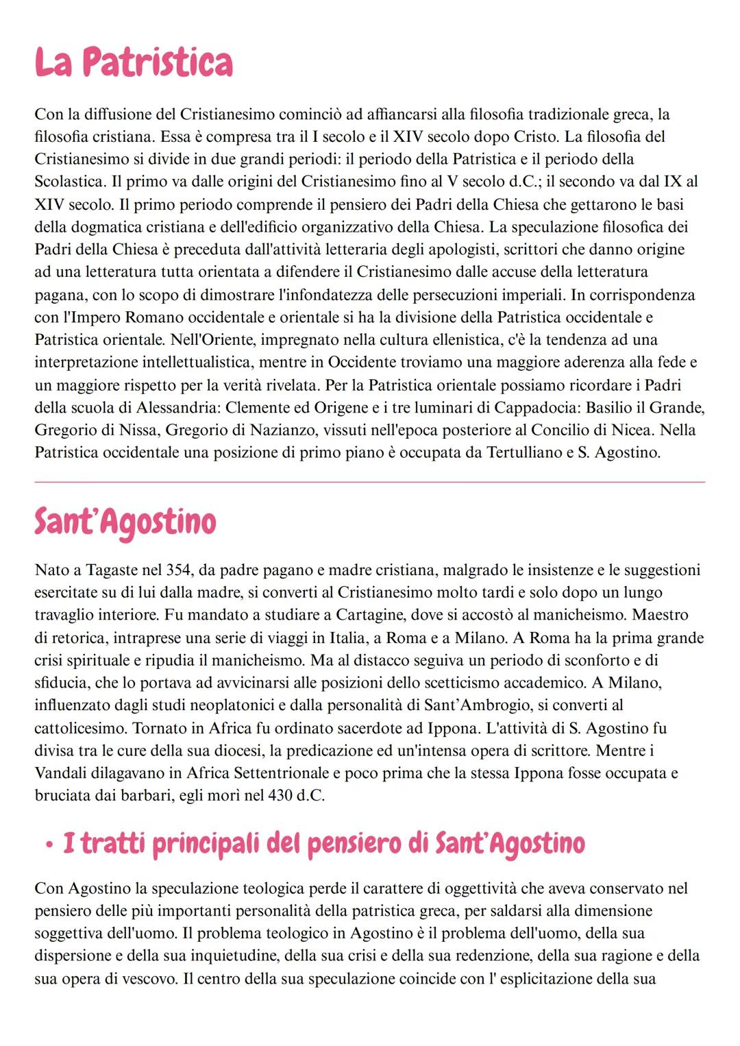 La Patristica
Con la diffusione del Cristianesimo cominciรฒ ad affiancarsi alla filosofia tradizionale greca, la
filosofia cristiana. Essa รจ