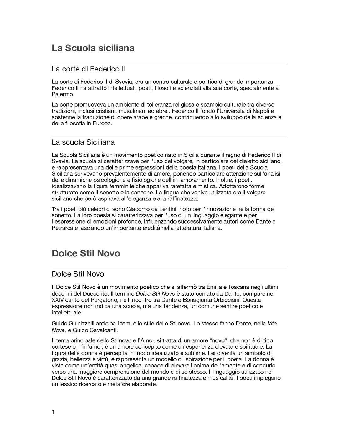 La scuola siciliana, il dolce stilnovo e la poesia comico realistica