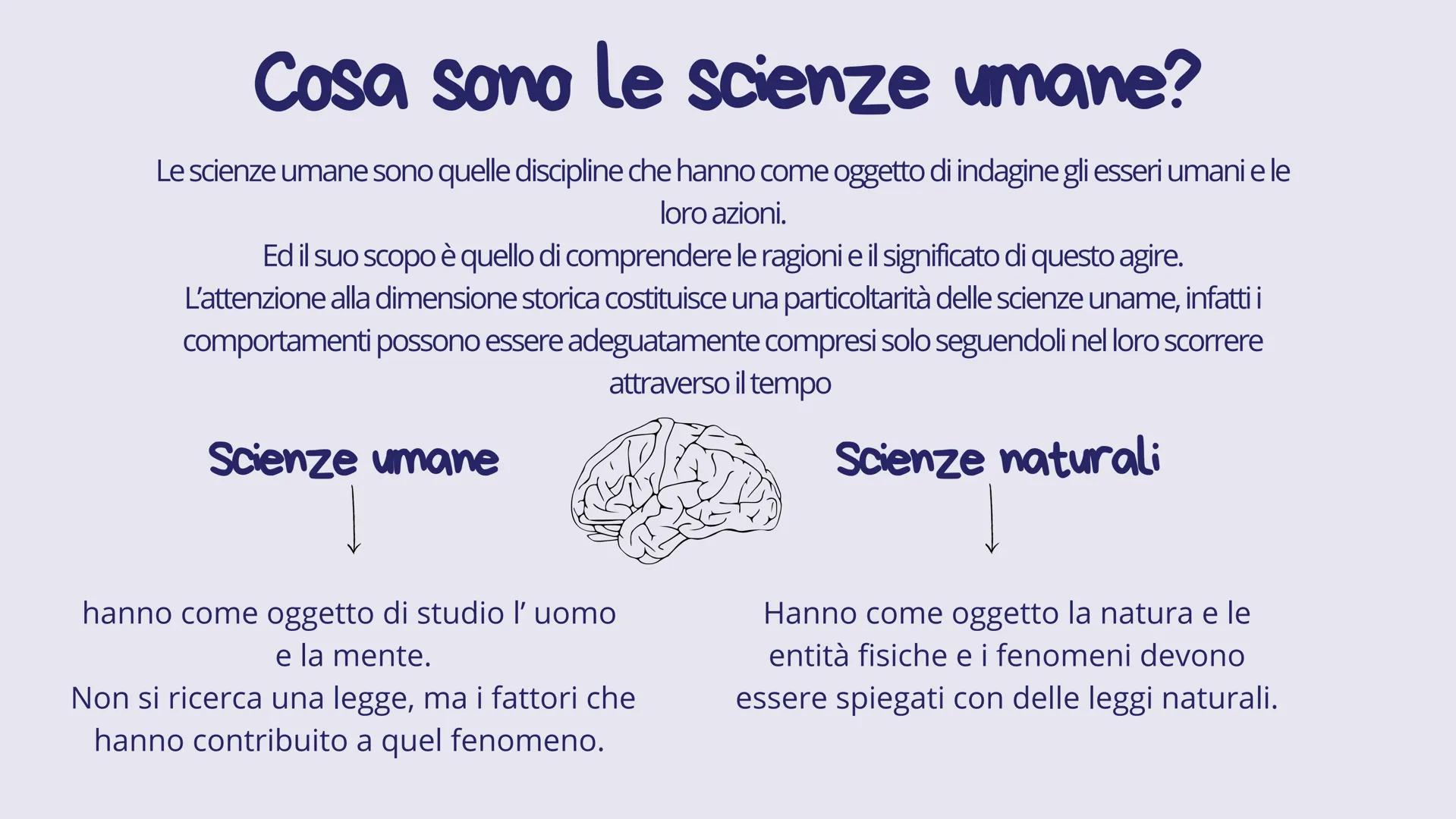 # Le scienze
umane
presentazione di Camilla, Maria, Sofia, Arij # Cosa sono le scienze umane?
Le scienze umane sono quelle discipline che