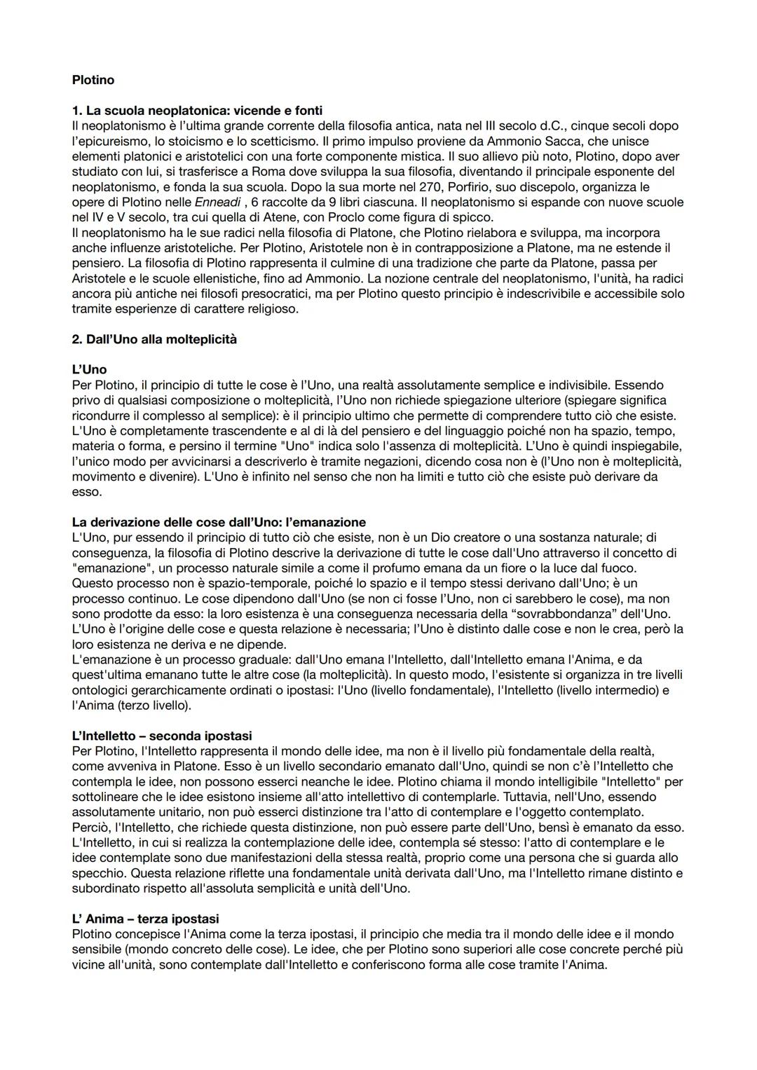 Plotino
1. La scuola neoplatonica: vicende e fonti
Il neoplatonismo è l'ultima grande corrente della filosofia antica, nata nel III secolo