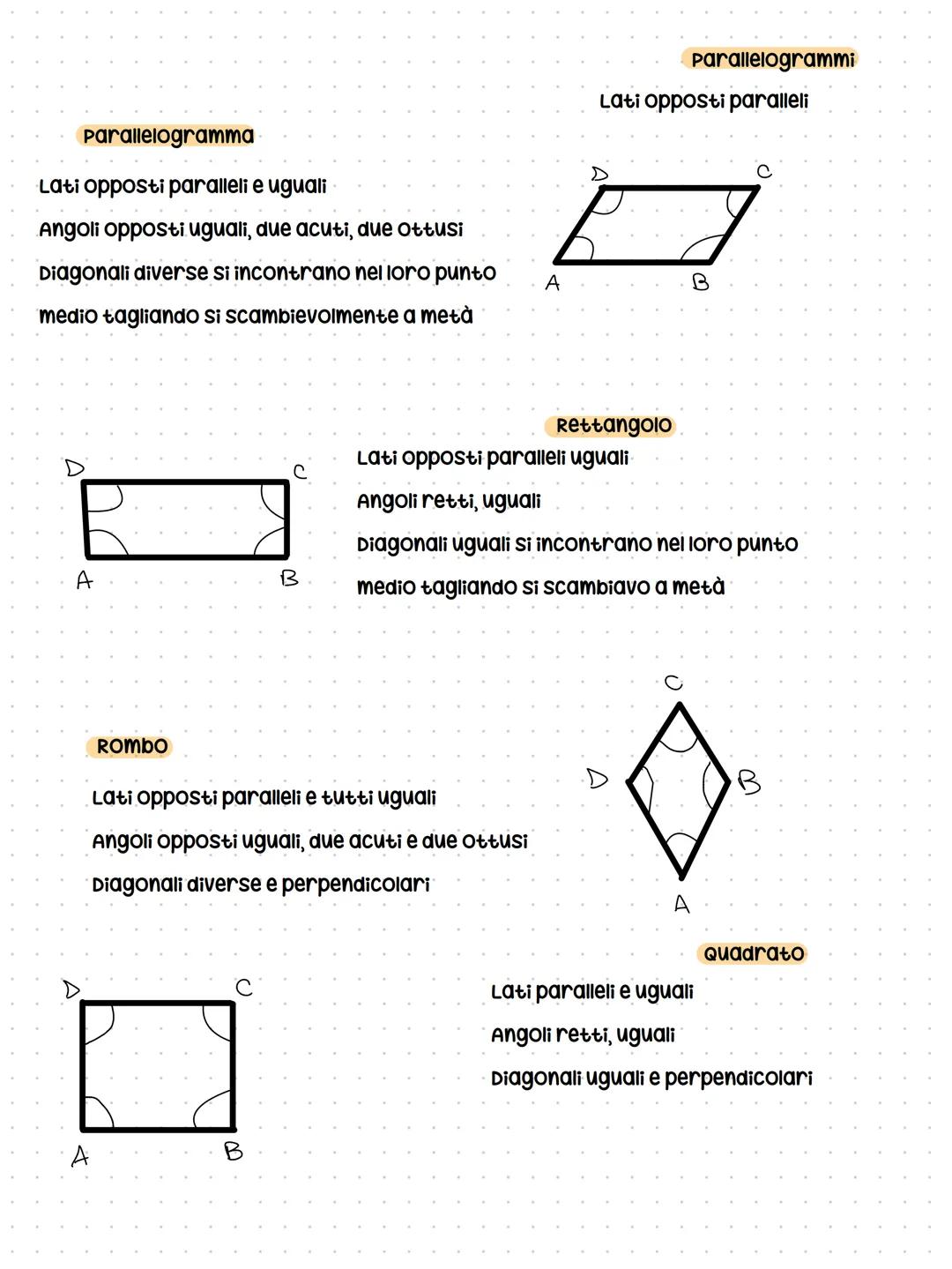 # I quadrilateri
Trapezi
Quadrilateri con due lati paralleli
Quattro lati
Quattro angoli
Quattro vertici
Due diagonali
Quattro altezz