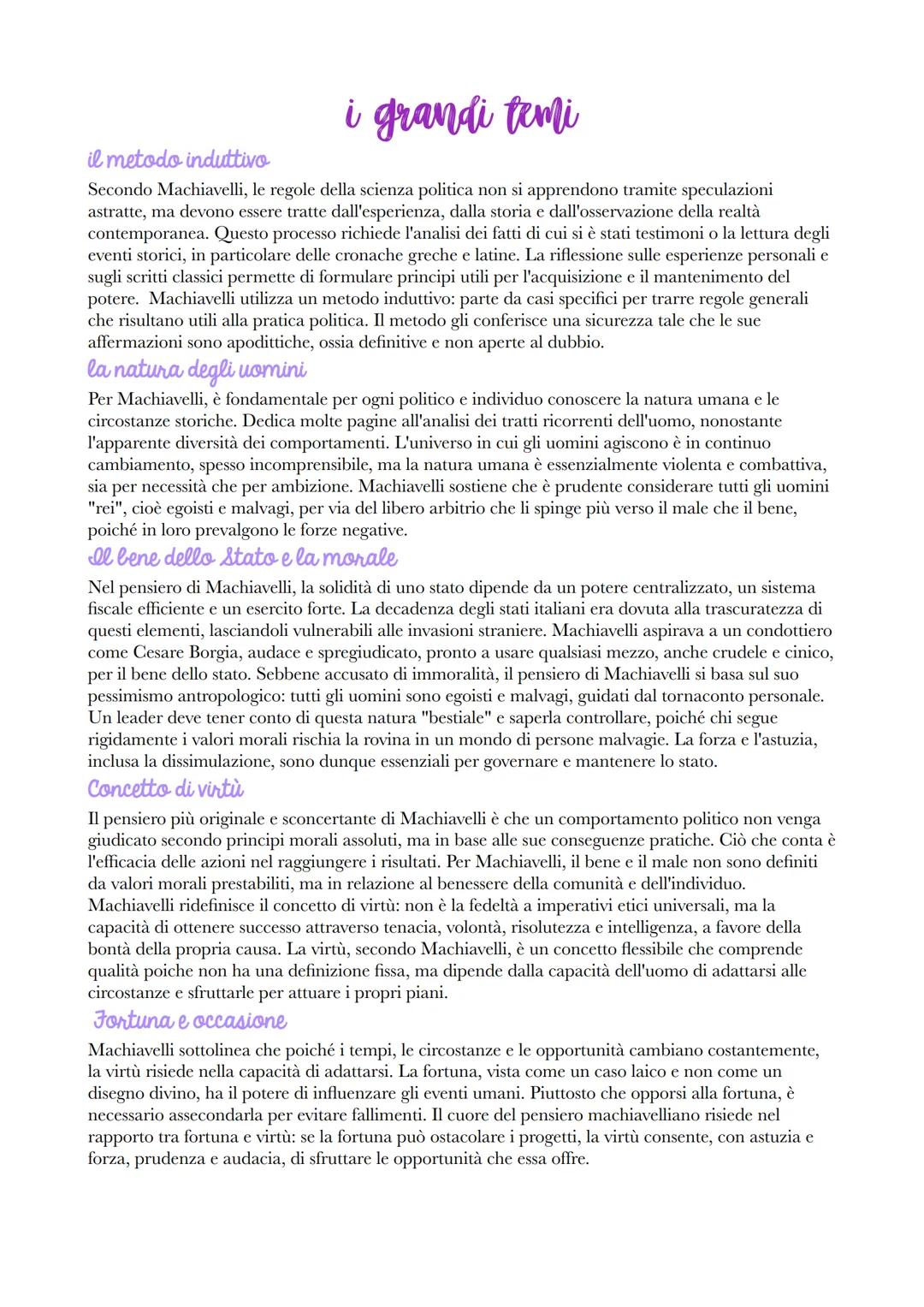 # Machiavelli
LA VITA
Riassunto per punti:
1. Nascita: Machiavelli nacque nel 1469 a Firenze. La
famiglia era di opposizione ai Medici e
