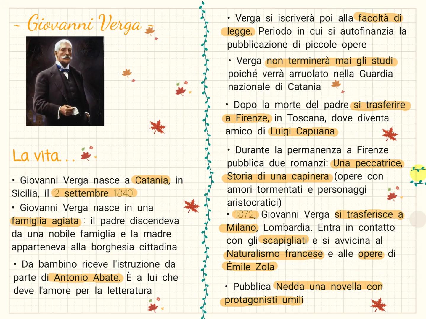 Giovanni Verga
La vita..
*
Giovanni Verga nasce a Catania, in
Sicilia, il 2 settembre 1840
•
Giovanni Verga nasce in una
famiglia agiata il