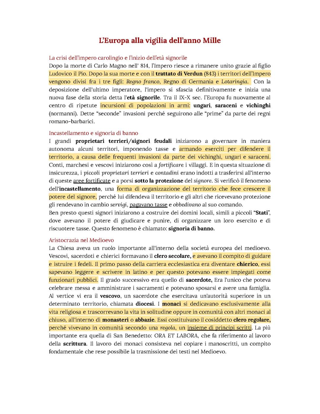 L’Europa alla vigilia dell’anno Mille