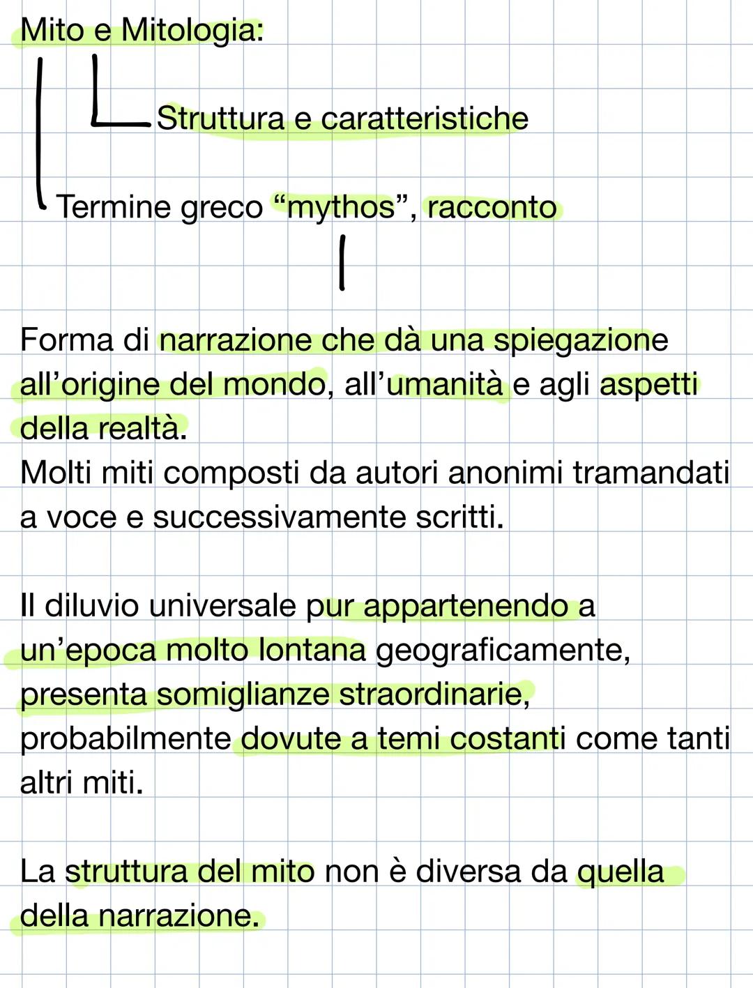 Mito e Mitologia:
Struttura e caratteristiche
Termine greco “mythos”, racconto
Forma di narrazione che dà una spiegazione
all'origine del