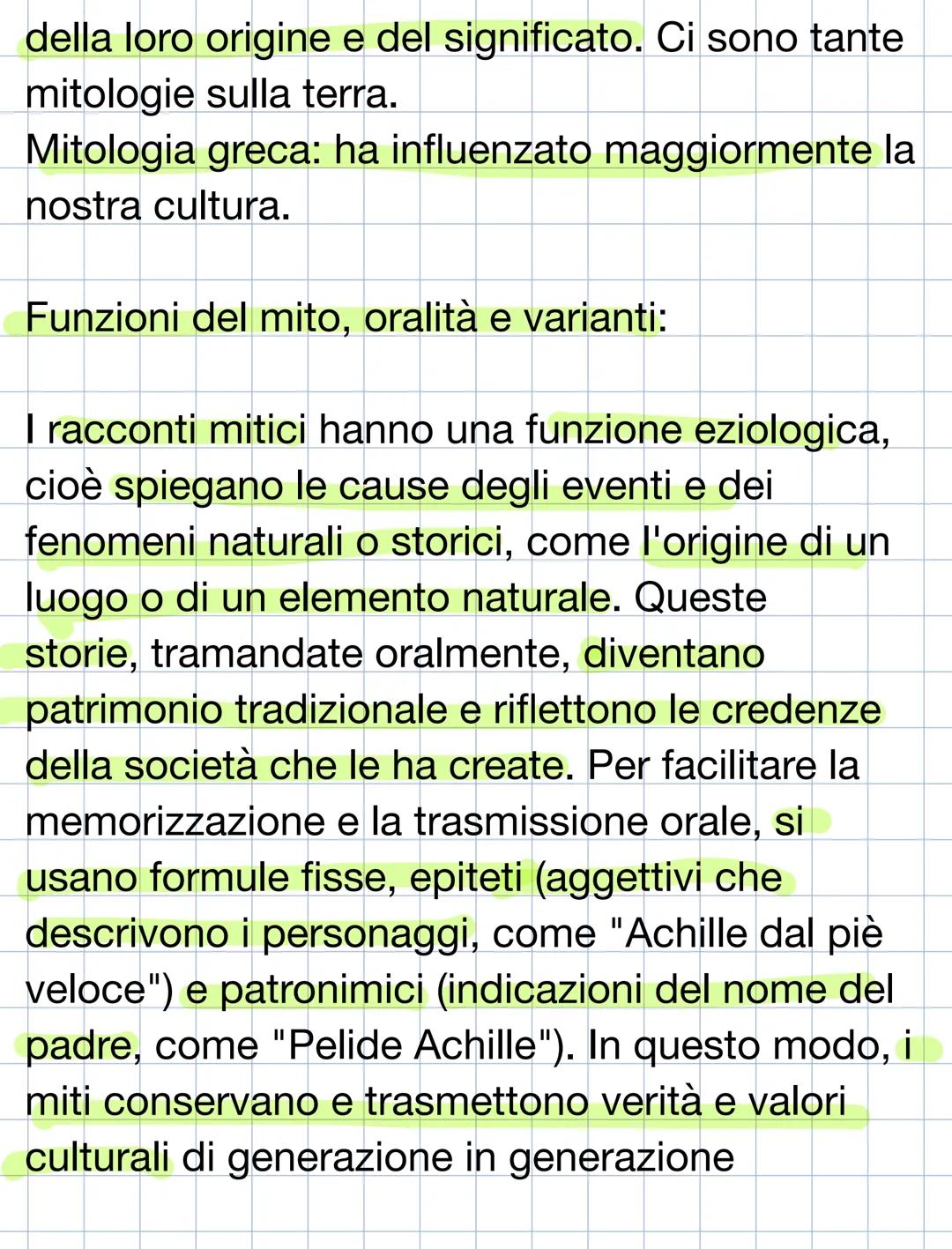 Mito e Mitologia:
Struttura e caratteristiche
Termine greco “mythos”, racconto
Forma di narrazione che dà una spiegazione
all'origine del