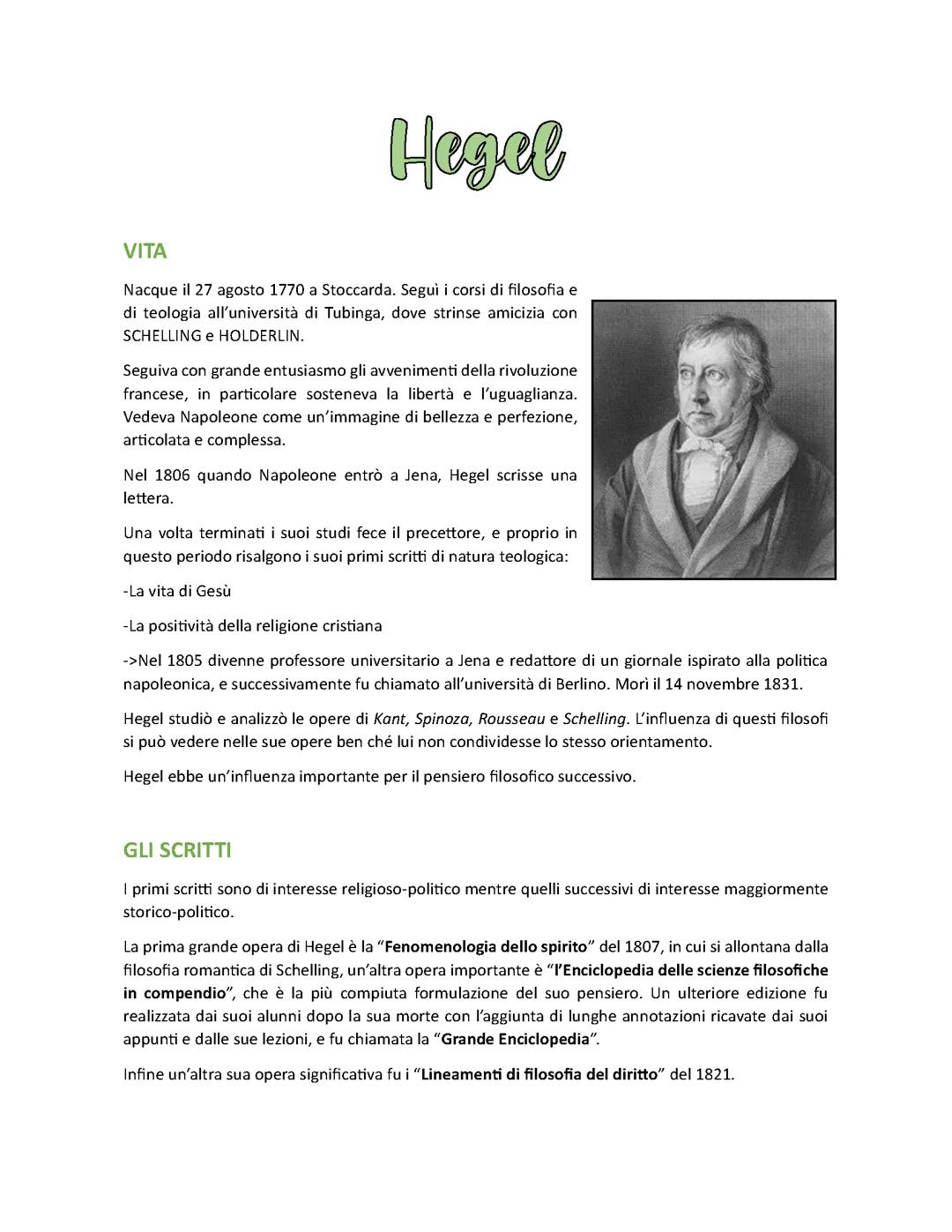 La filosofia di Hegel