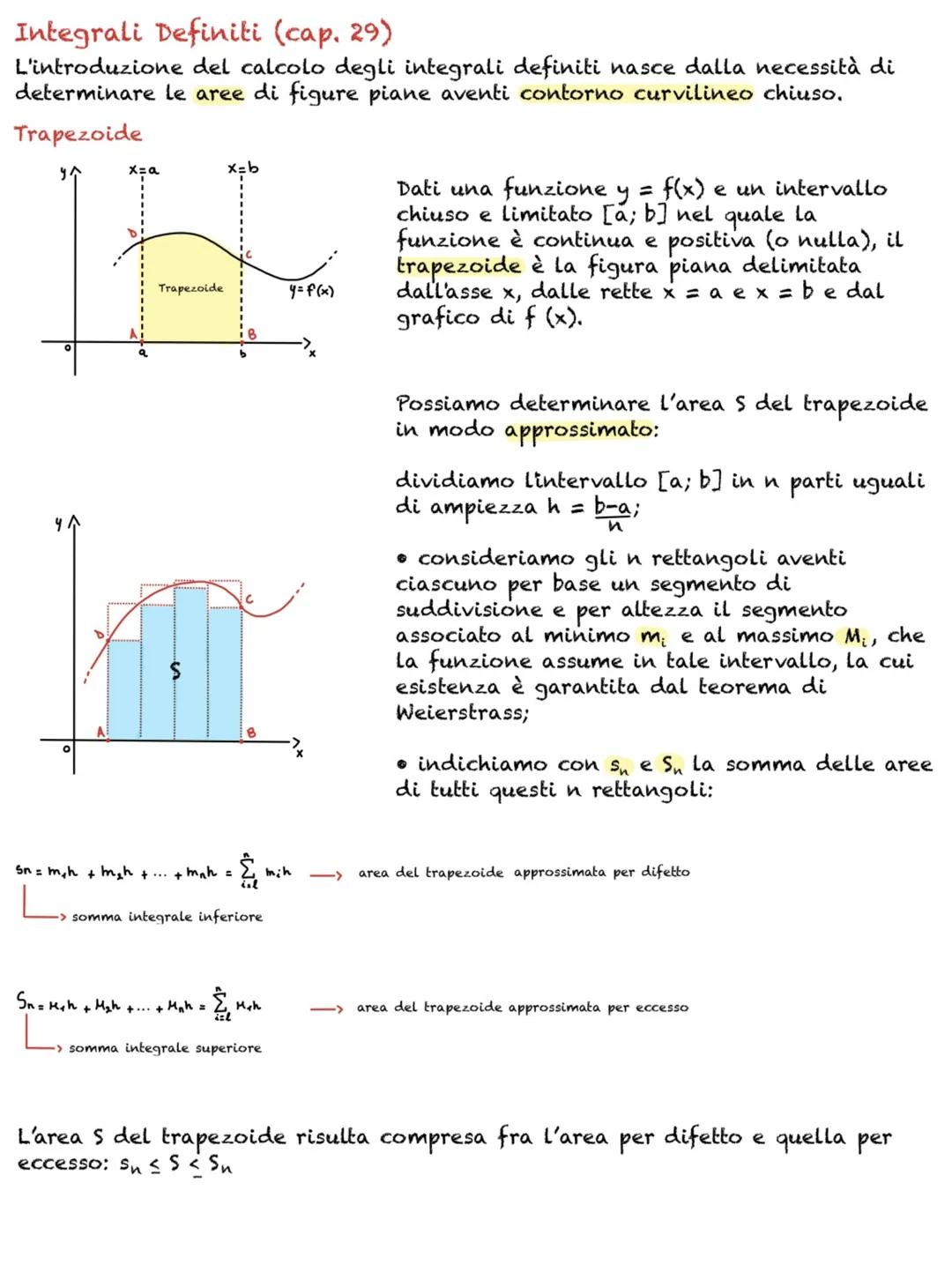 Integrali Definiti (cap. 29)
L'introduzione del calcolo degli integrali definiti nasce dalla necessità di
determinare le aree di figure pia