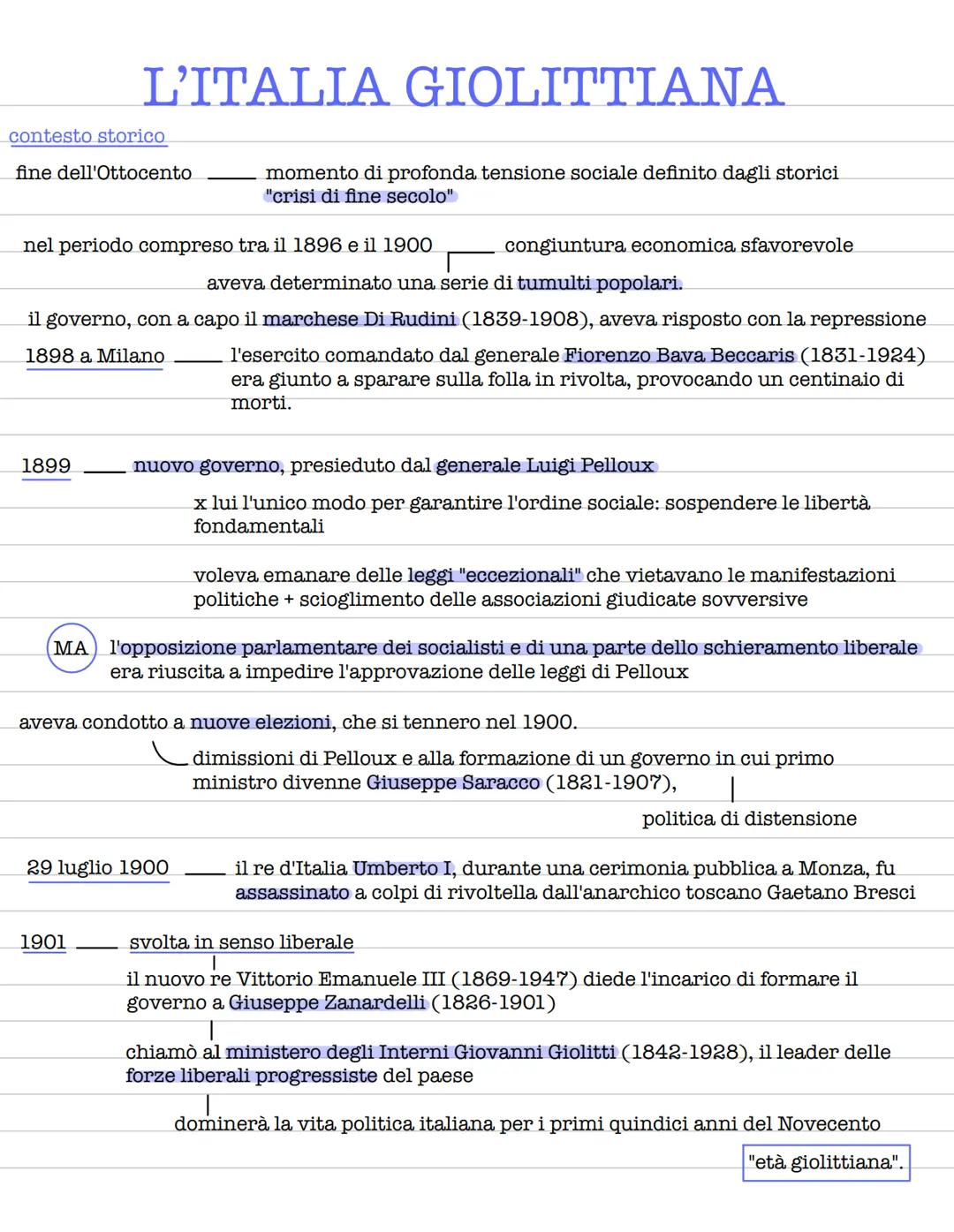 # L'ITALIA GIOLITTIANA
contesto storico
fine dell'Ottocento
momento di profonda tensione sociale definito dagli storici
"crisi di fine sec