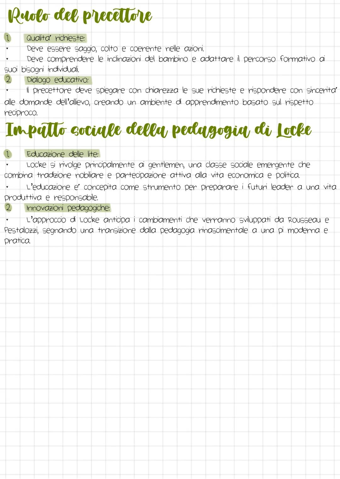 Jonh
Hanh locke
Obbiettivi dell'educazione
Autocontrollo:
Per Locke, l'educazione deve mirare allo sviluppo della virtu', intesa come capaci