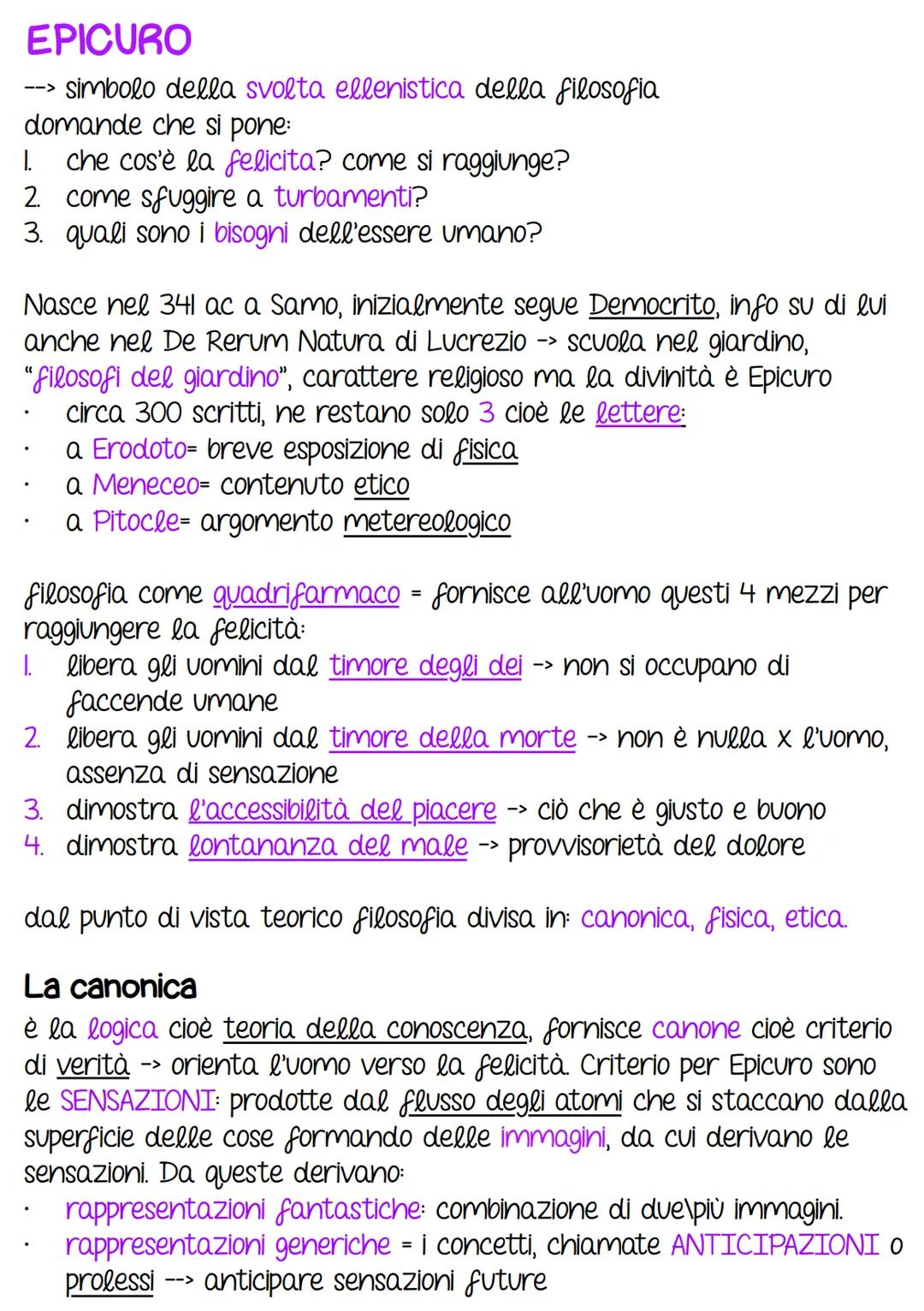 # EPICURO
--> simbolo della svolta ellenistica della filosofia
domande che si pone:
1. che cos'è la felicita? come si raggiunge?
2. come sfu