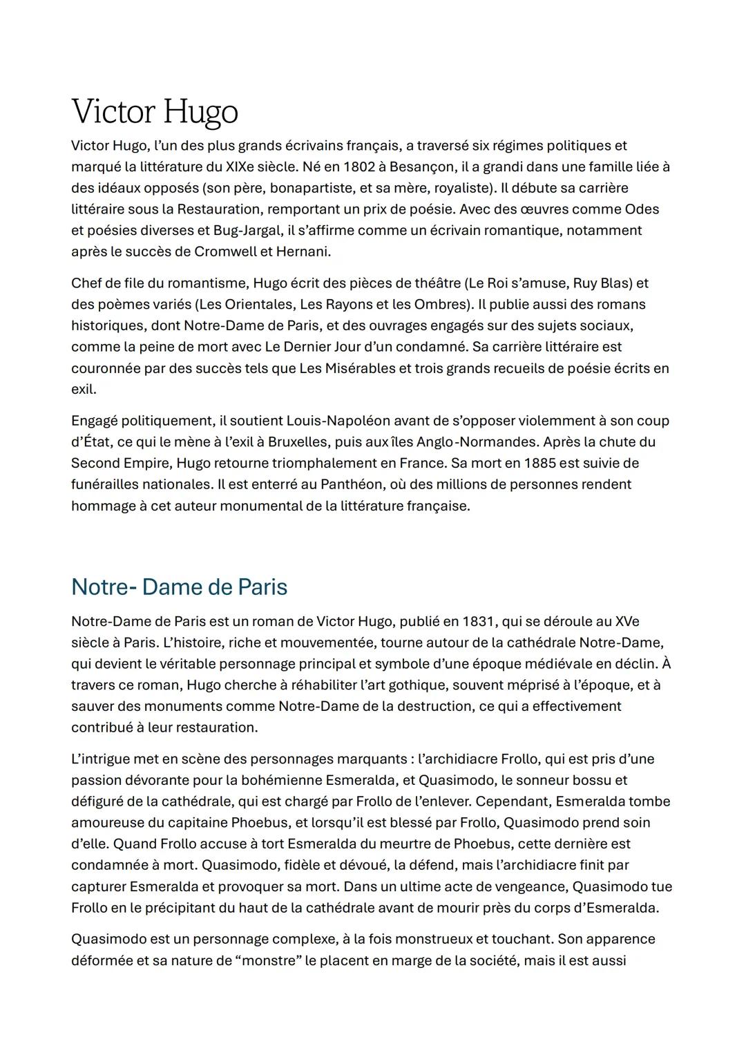 # Victor Hugo
Victor Hugo, l'un des plus grands écrivains français, a traversé six régimes politiques et
marqué la littérature du XIXe sièc