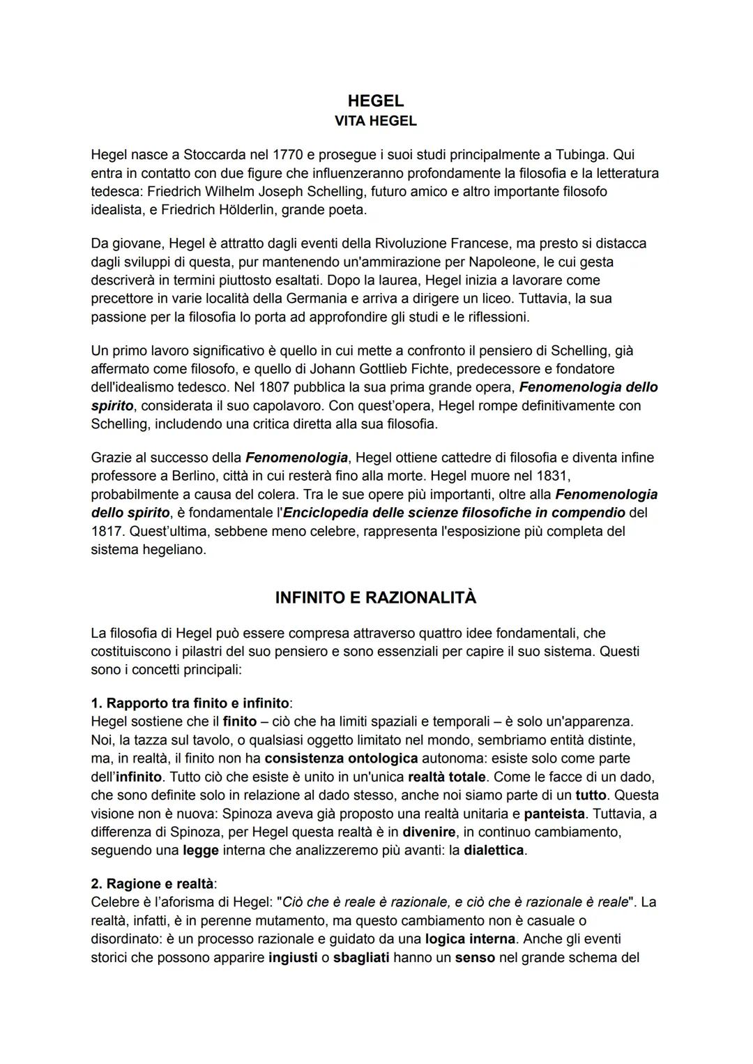 HEGEL
VITA HEGEL
Hegel nasce a Stoccarda nel 1770 e prosegue i suoi studi principalmente a Tubinga. Qui
entra in contatto con due figure che