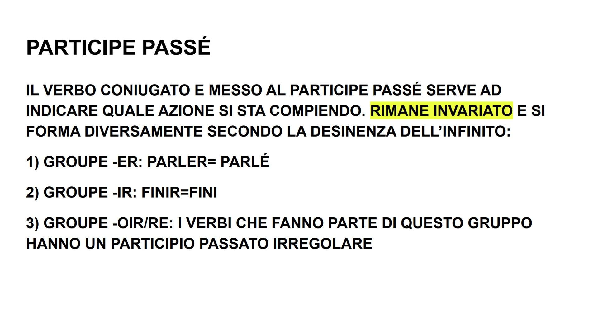 LE PASSÉ COMPOSÉ
GRAMMAIRE COME VIENE USATO?
IL PASSÉ COMPOSÉ E' USATO PER DESCRIVERE UN'AZIONE AVVENUTA
NEL PASSATO, UN PASSATO NÉ TROPPO R