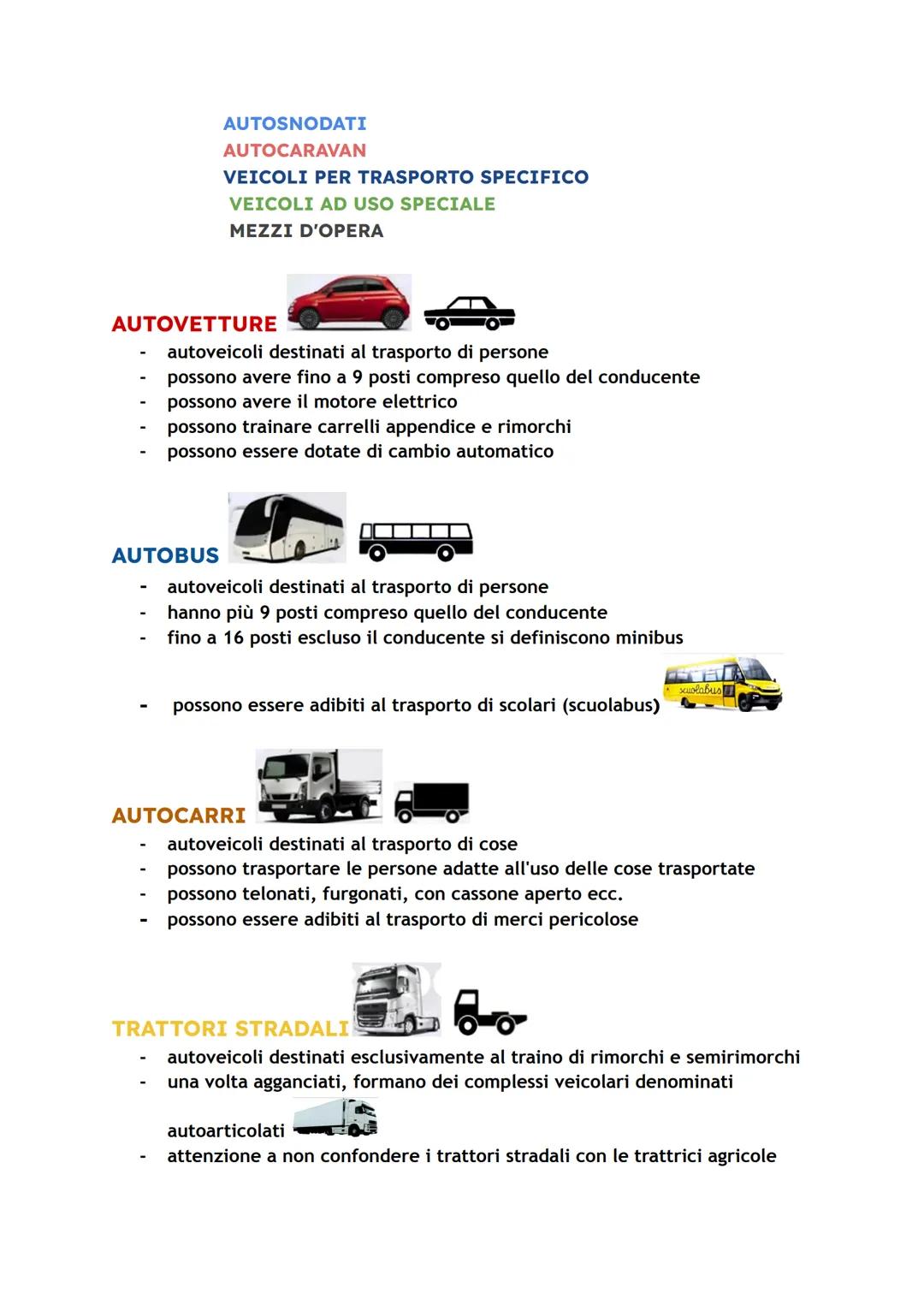 # CLASSIFICAZIONE DEI VEICOLI
VEICOLI SENZA MOTORE
CICLOMOTORI
MOTOVEICOLI
AUTOVEICOLI
RIMORCHI
MACCHINE AGRICOLE
MACCHINE OPERATRICI