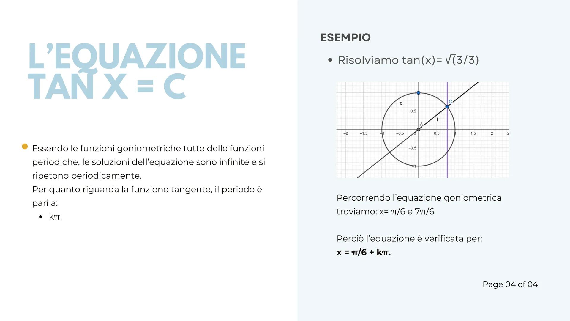 EQUAZIONI
GONIOMETRICHE
PRESENTAZIONE DI
DE FEO FABIANA
== 2
== ke-k
Z
C
C4|0
g-2
J-G-Ł
FS-C-C
8 O
0.10
☑ LIST OF CONTENTS
Principali tipi d