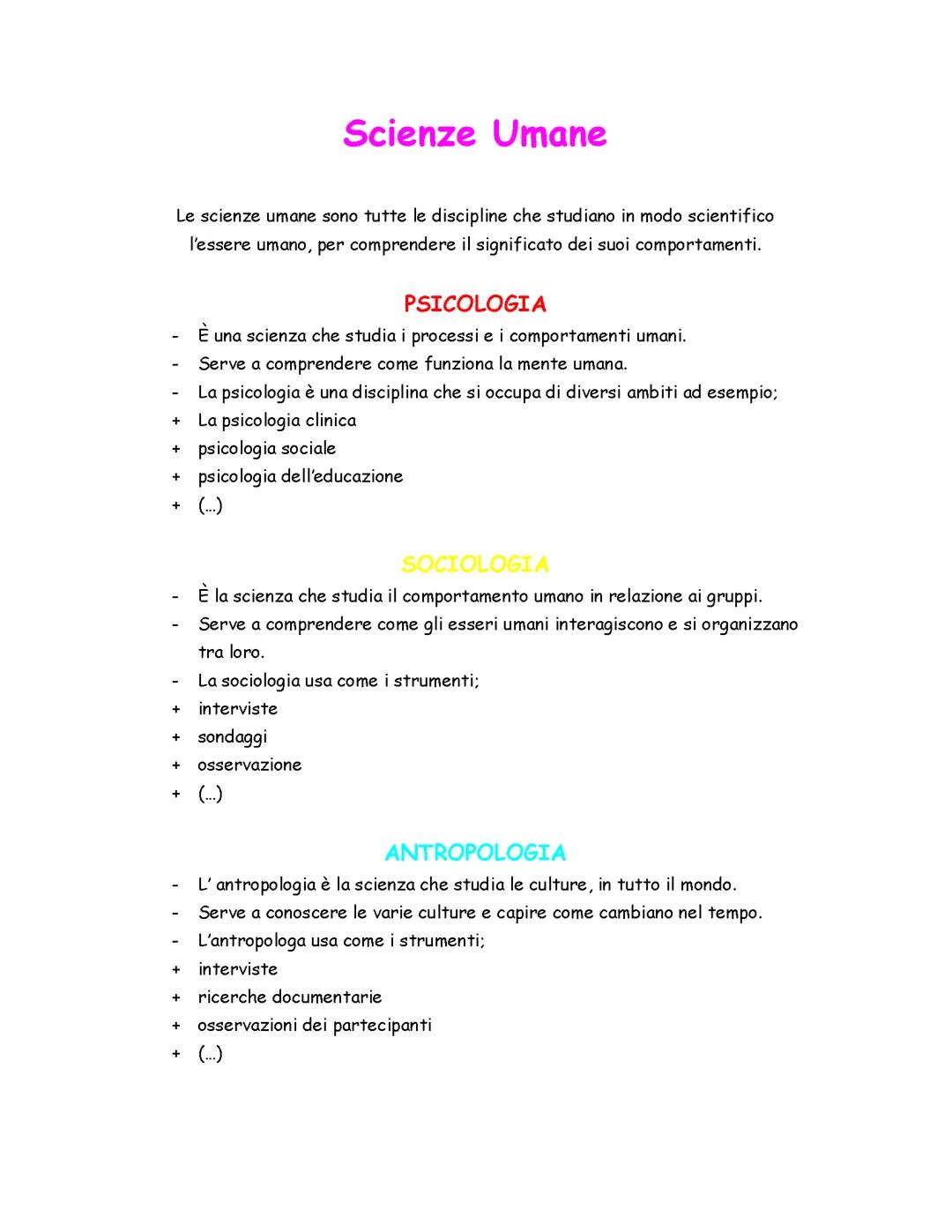 Le scienze umane
