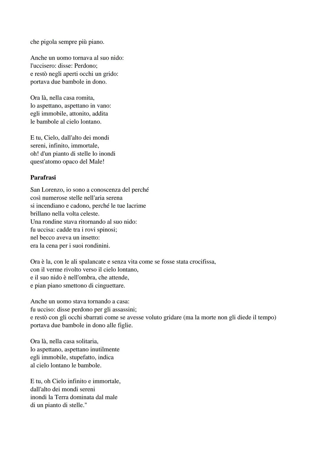 X agosto
La famosissima poesia "X Agosto" è una delle opere più celebri del poeta italiano Giovanni
Pascoli, si trova nella Myricae, essa è