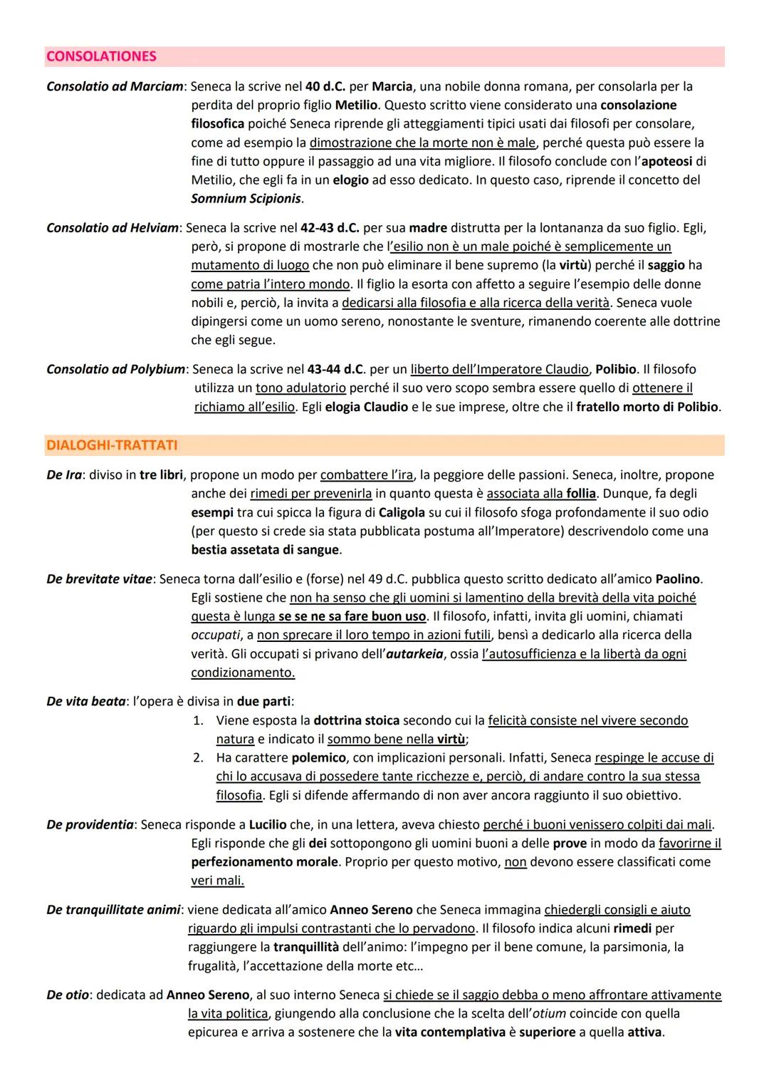 # CONSOLATIONES
Consolatio ad Marciam: Seneca la scrive nel 40 d.C. per Marcia, una nobile donna romana, per consolarla per la
perdita del