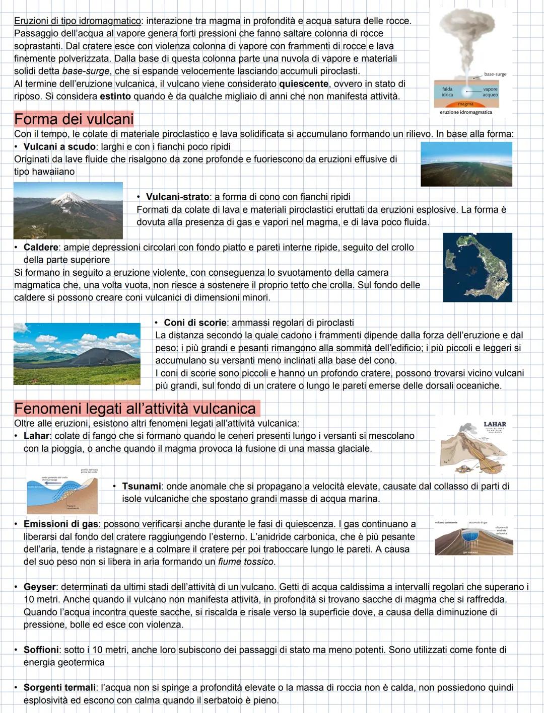 # I vulcani
Un vulcano è la manifestazione in superficie della risalita del magma, cioè una roccia fusa mescolata a gas e vapori, tutti
ad a