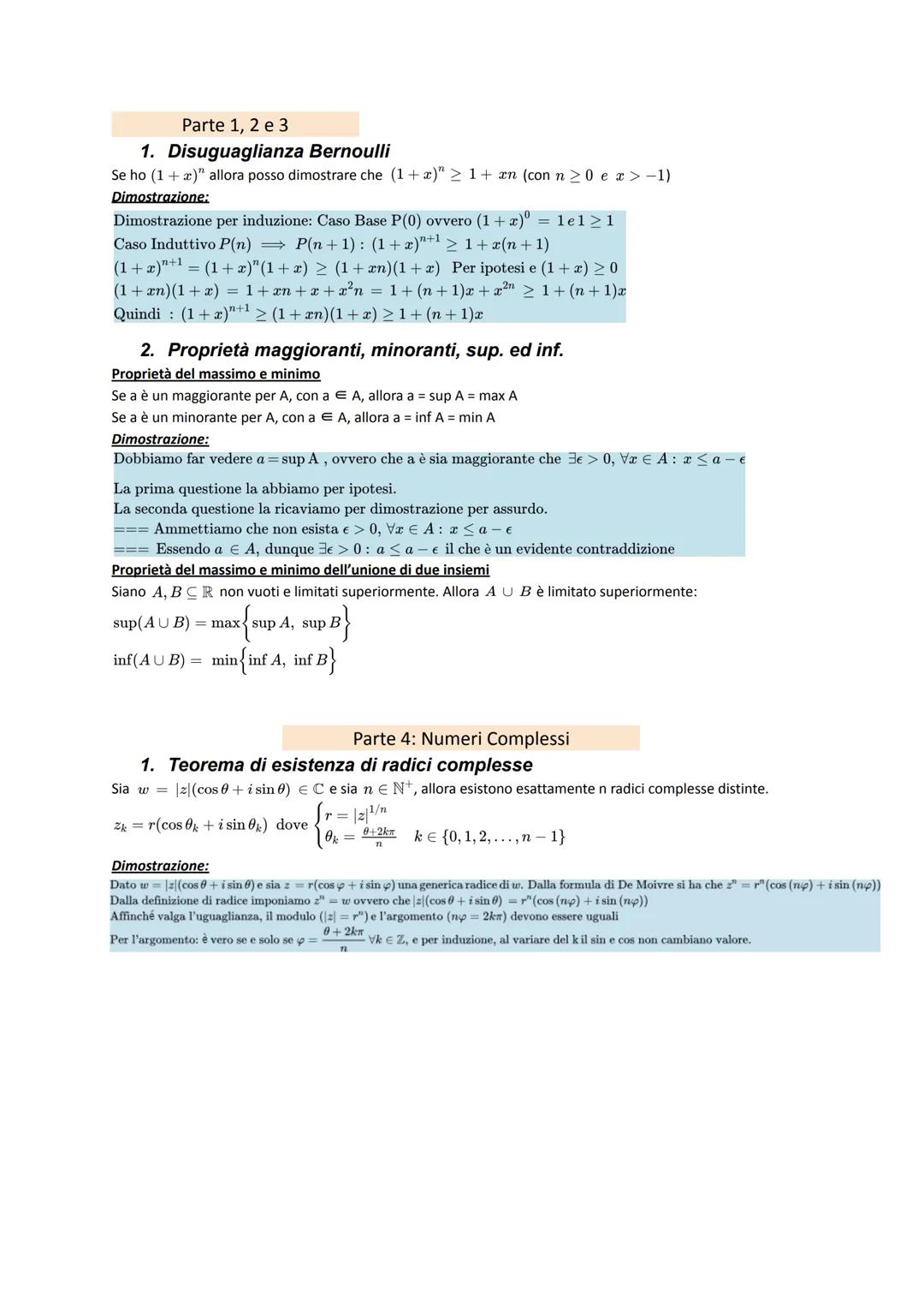 Analisi 1 - Formulario dimostrazioni e proprietà