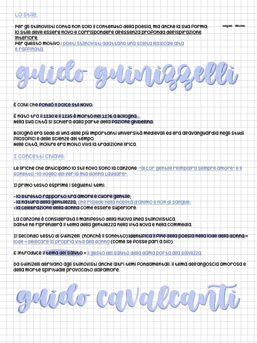 il dolce stil Novo
cos'è il dolce stil novo?
Nella seconda metà del Duecento, nel pieno della stagione comunale, fiorisce il DOLCE STIL NOVO