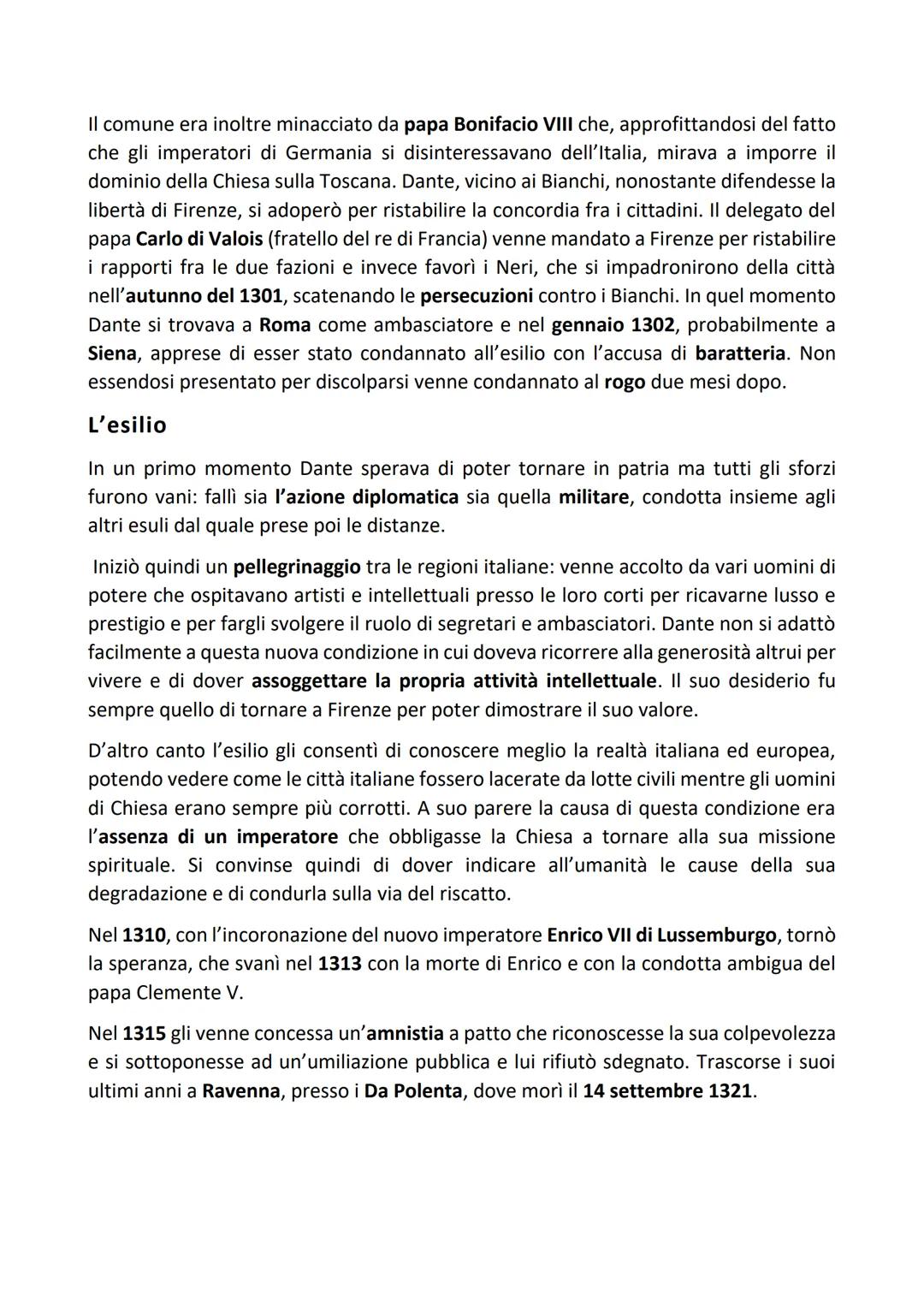 # Dante Alighieri
La vita
Nacque a Firenze nel 1265 in una modesta famiglia della nobiltà cittadina di parte
guelfa. Nonostante le modeste