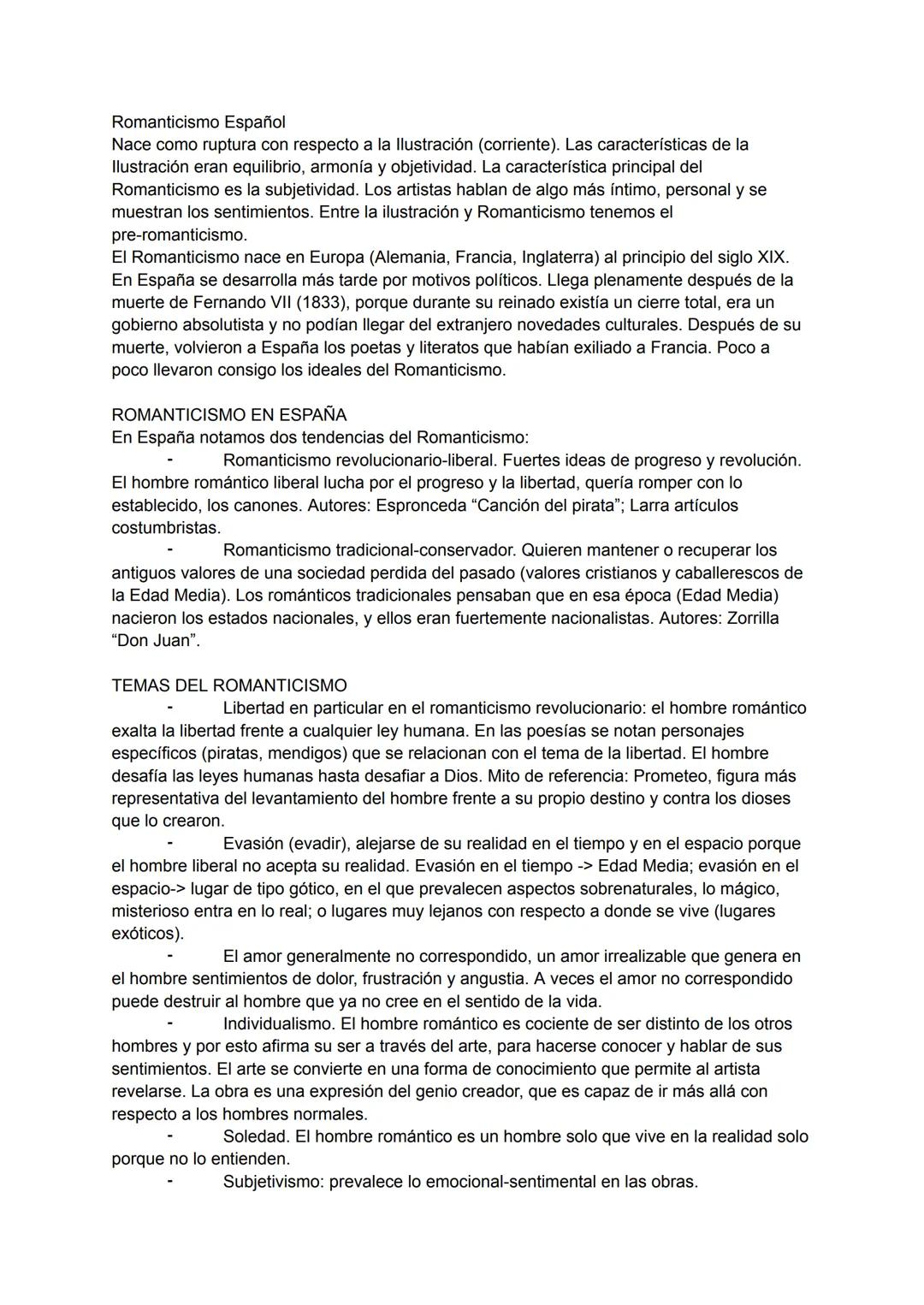 # Romanticismo Español
Nace como ruptura con respecto a la llustración (corriente). Las características de la
Ilustración eran equilibrio, a