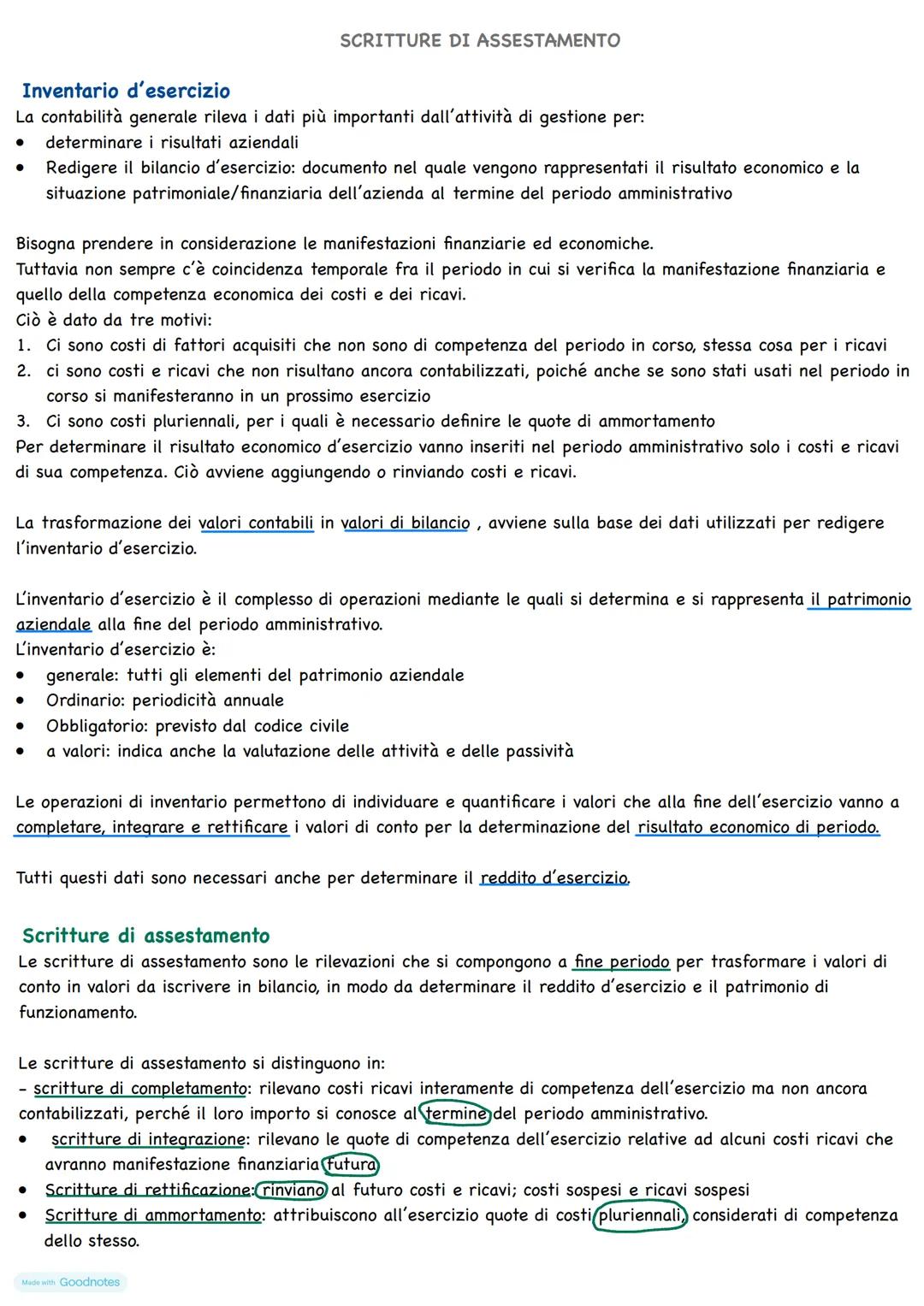 # SCRITTURE DI ASSESTAMENTO
Inventario d'esercizio
La contabilità generale rileva i dati più importanti dall'attività di gestione per:
-