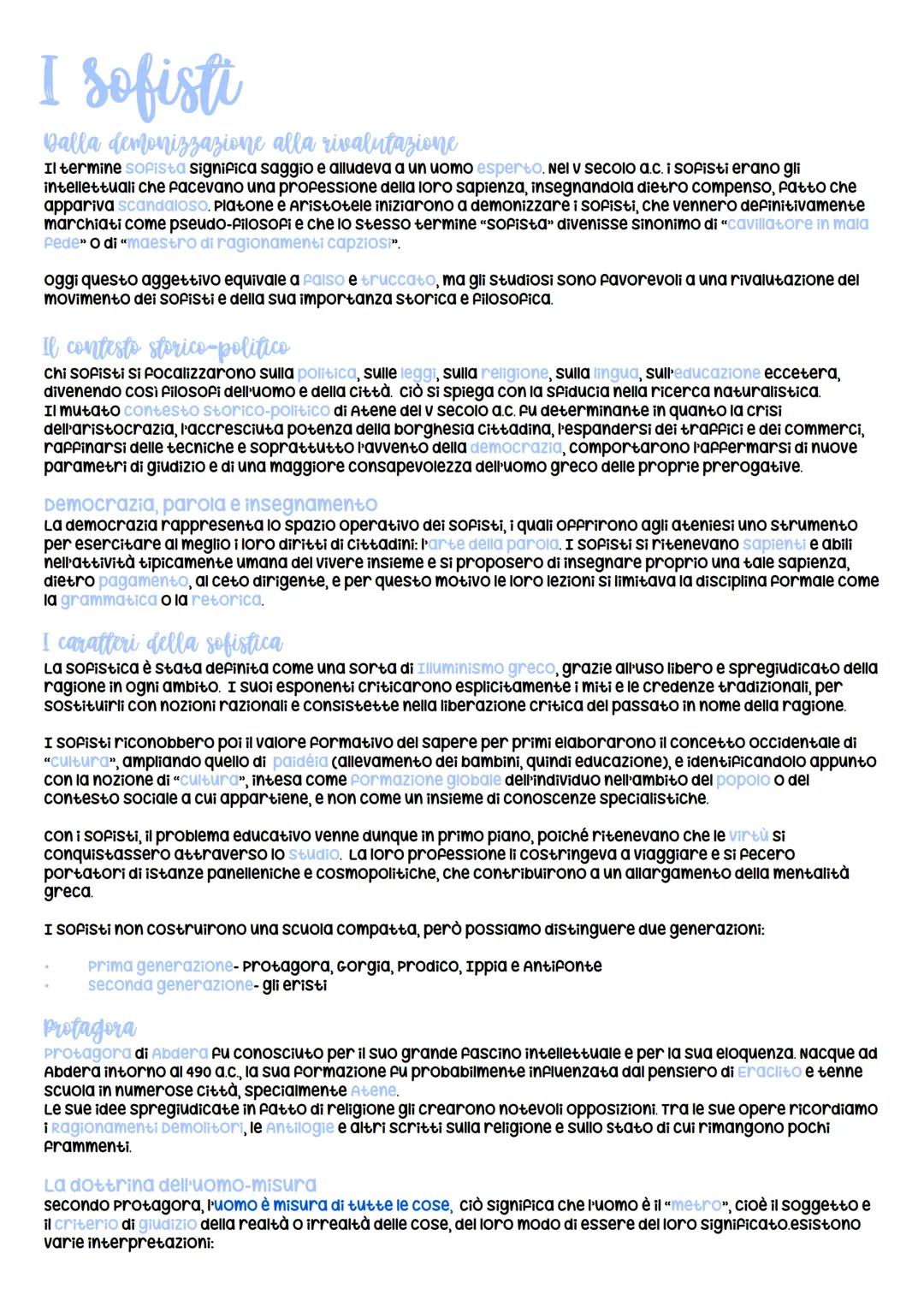 # I sofisti
## Dalla demonizzazione alla rivalutazione
Il termine sofista significa saggio e alludeva a un uomo esperto. Nel v secolo a.c.