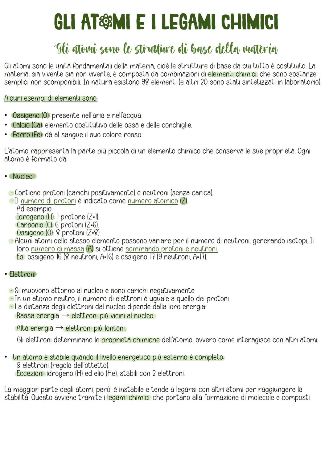 # GLI ATOMI E I LEGAMI CHIMICI
Gli atomi sono le strutture di base della materia
Gli atomi sono le unità fondamentali della materia, cioè