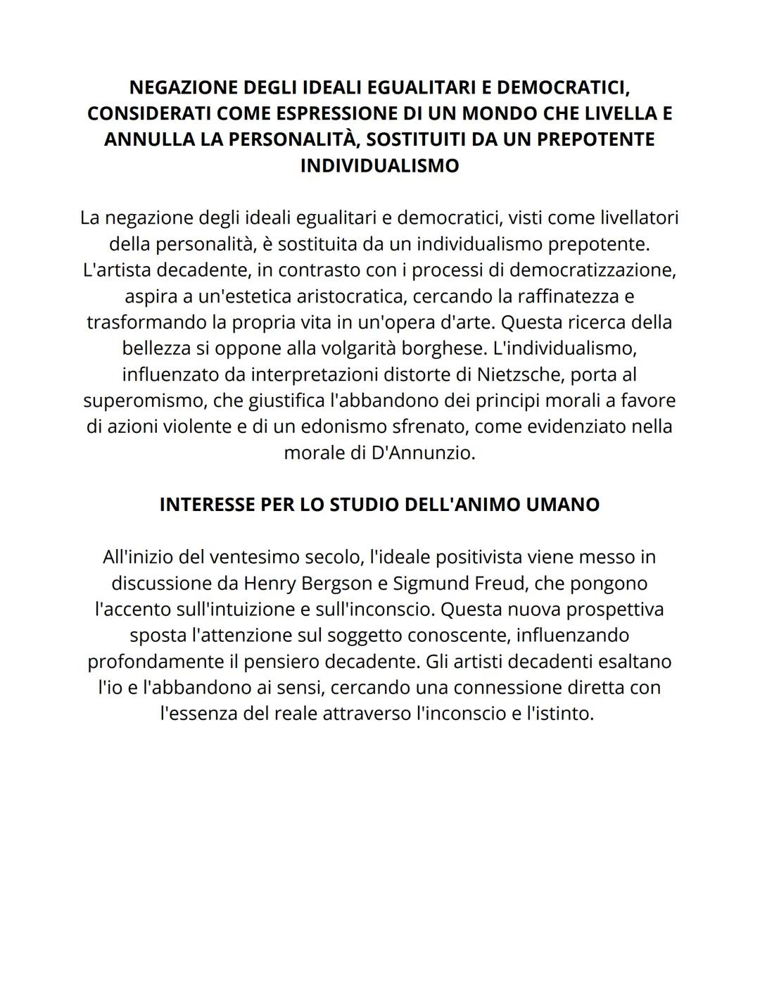 ITALIANO # DECADENTISMO
Il Decadentismo è un movimento culturale vario che critica il
Positivismo e la morale borghese, influenzando il gus