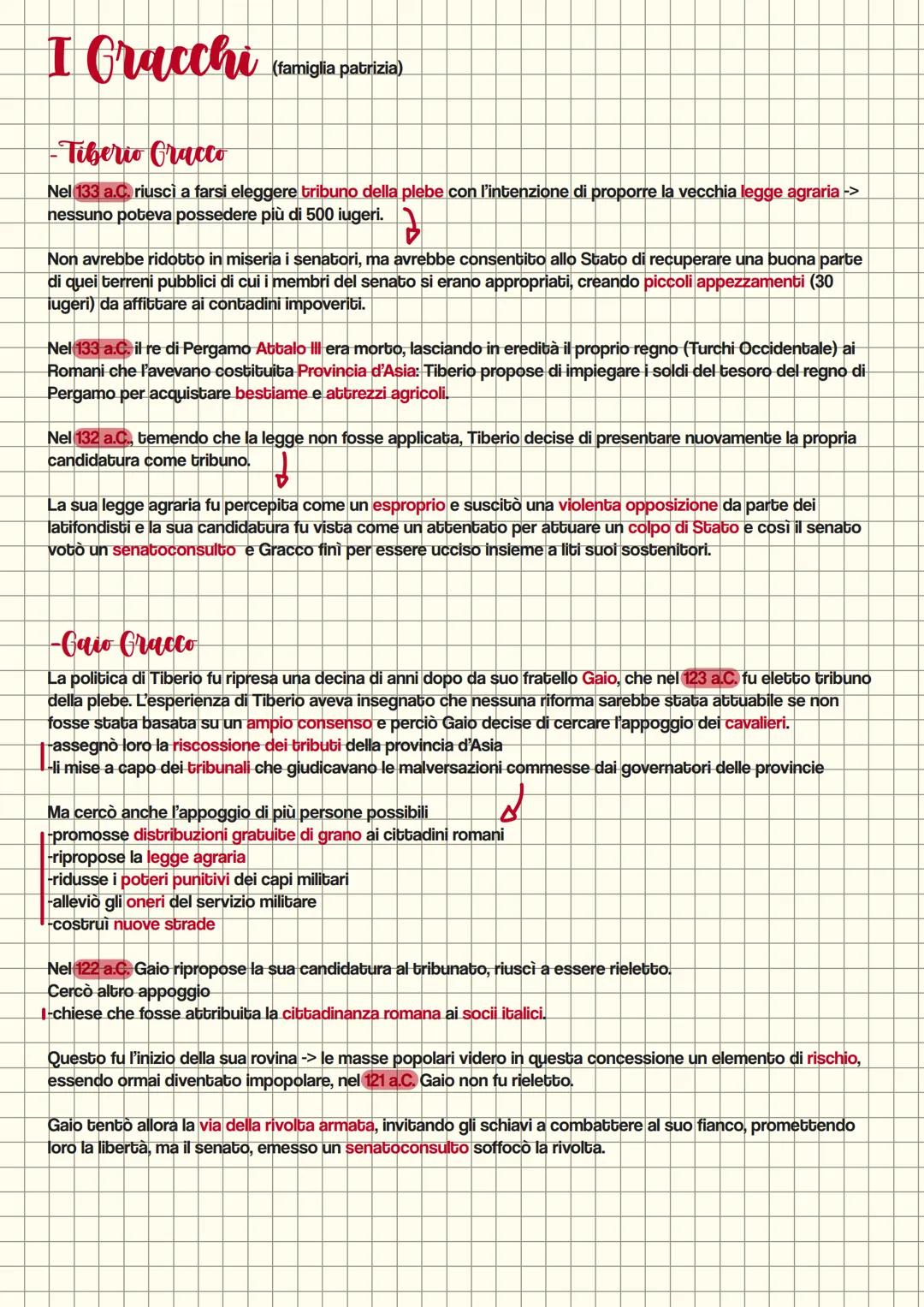 I Gracchi
(famiglia patrizia)
-Tiberio Cracco
Nel 133 a.C. riuscì a farsi eleggere tribuno della plebe con l'intenzione di proporre la vecch