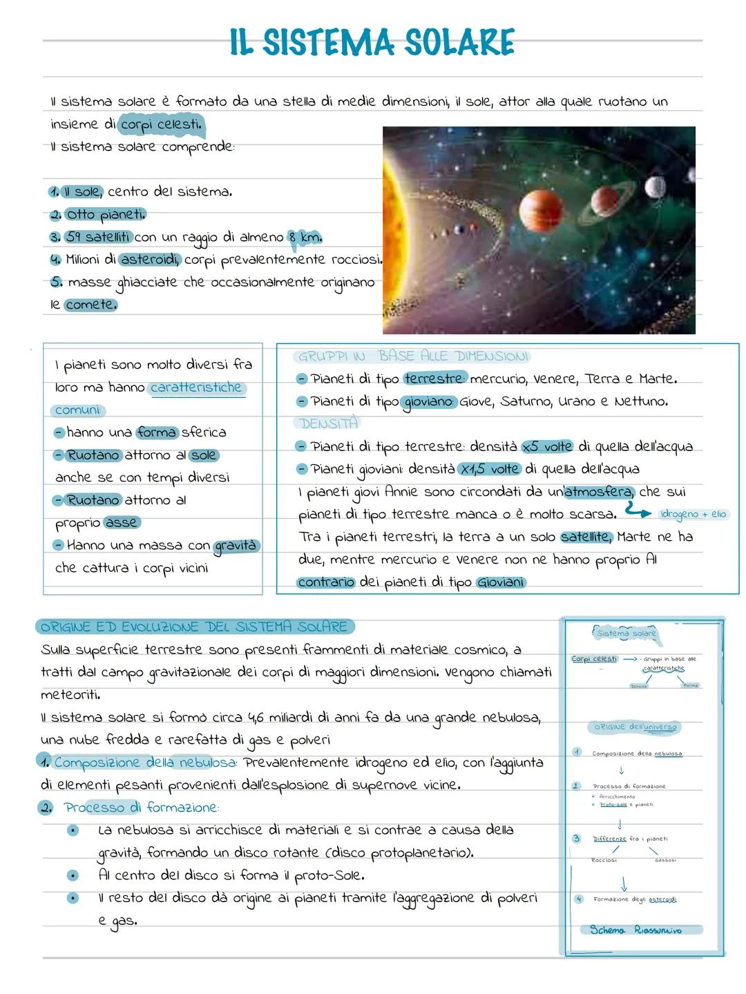 IL SISTEMA SOLARE
Il sistema solare è formato da una stella di medie dimensioni, il sole, attor alla quale ruotano un
insieme di corpi celes