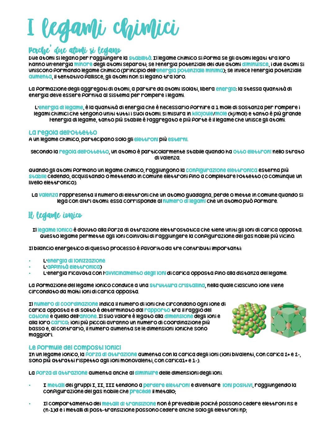 I legami chimici e la forma delle molecole