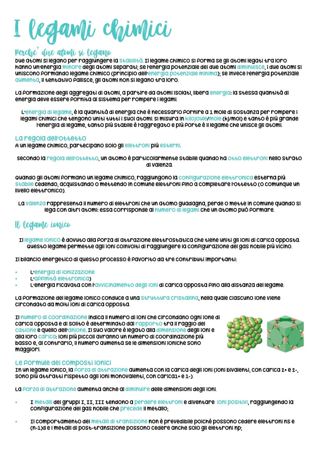 I legami chimici
perche' due atomi si legano
Due atomi si legano per raggiungere la stabilità. Il legame chimico si forma se gli atomi legat