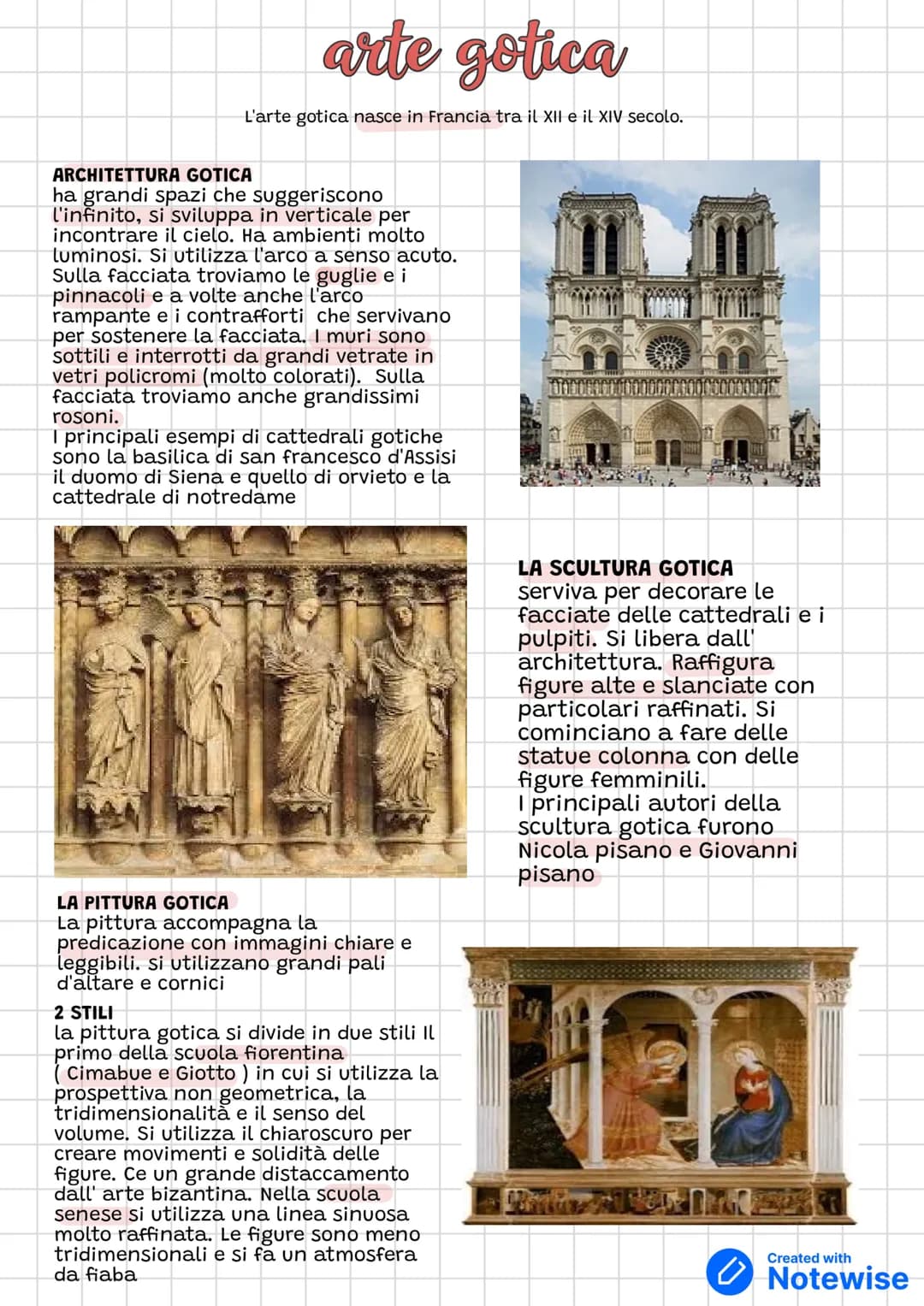 # arte gotica
L'arte gotica nasce in Francia tra il XII e il XIV secolo.
ARCHITETTURA GOTICA
ha grandi spazi che suggeriscono
l'infinito,
