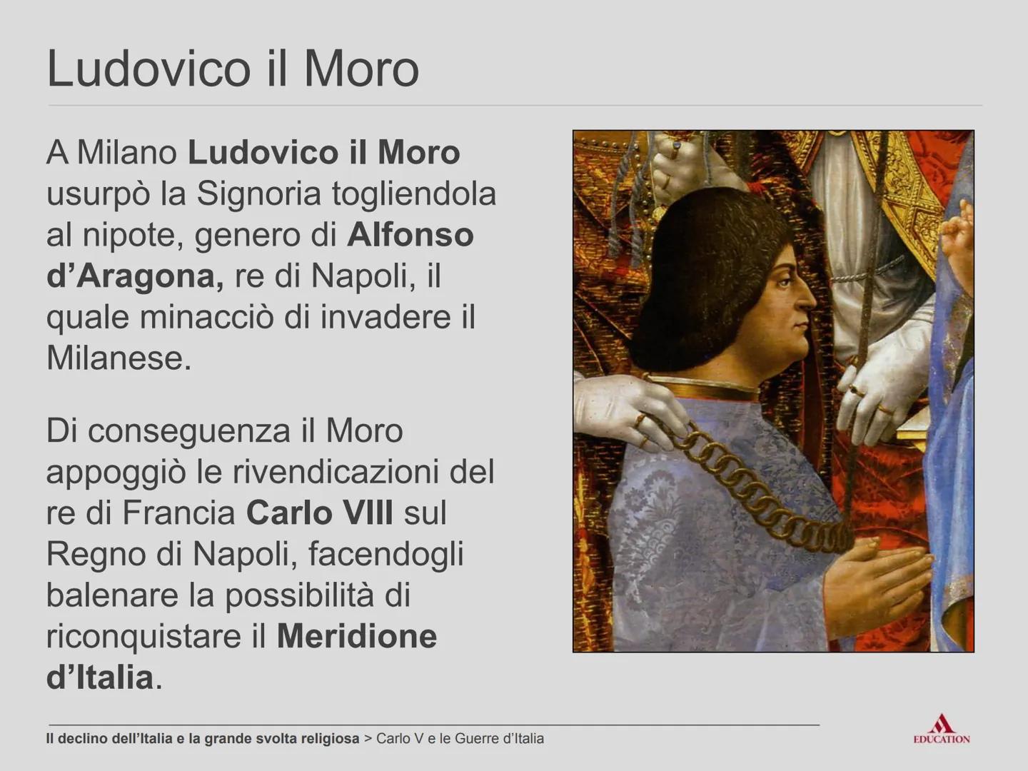 # Il declino dell'Italia
e la grande svolta
religiosa # Carlo V e le Guerre d'Italia # La politica dell'equilibrio
1492:
* morte di Lo